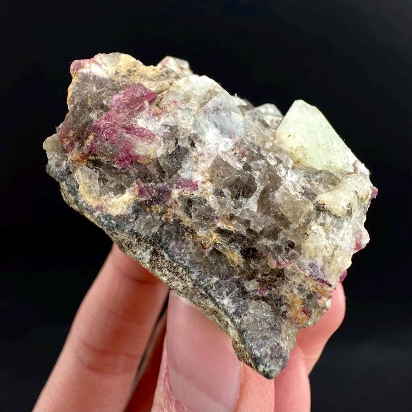 Londonite with Liddicoatite | yellow & pink crystal, rare mineral specimen from Madagascar