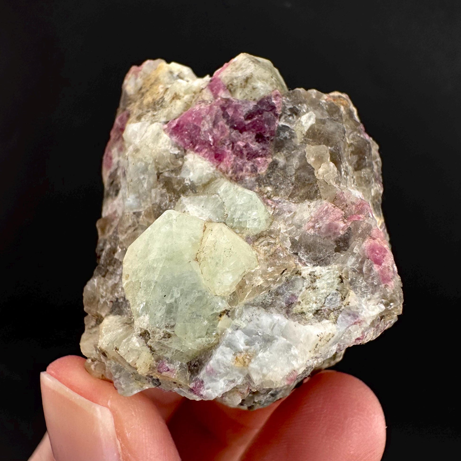 Londonite with Liddicoatite | yellow & pink crystal, rare mineral specimen from Madagascar