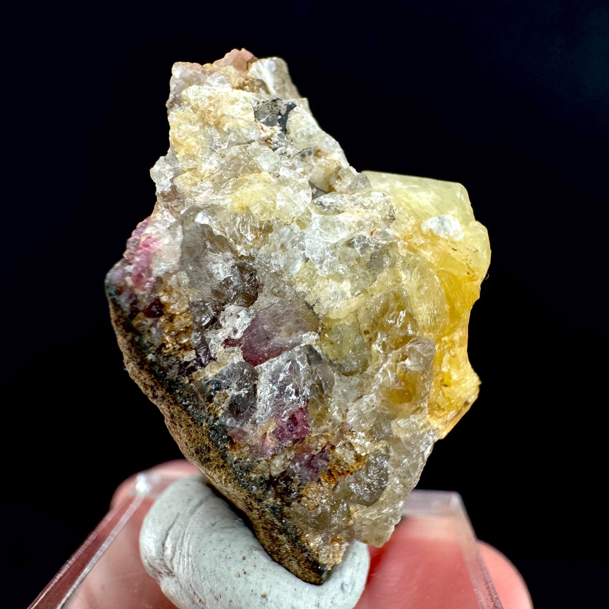 Londonite with Liddicoatite | yellow & pink crystal, rare mineral specimen from Madagascar