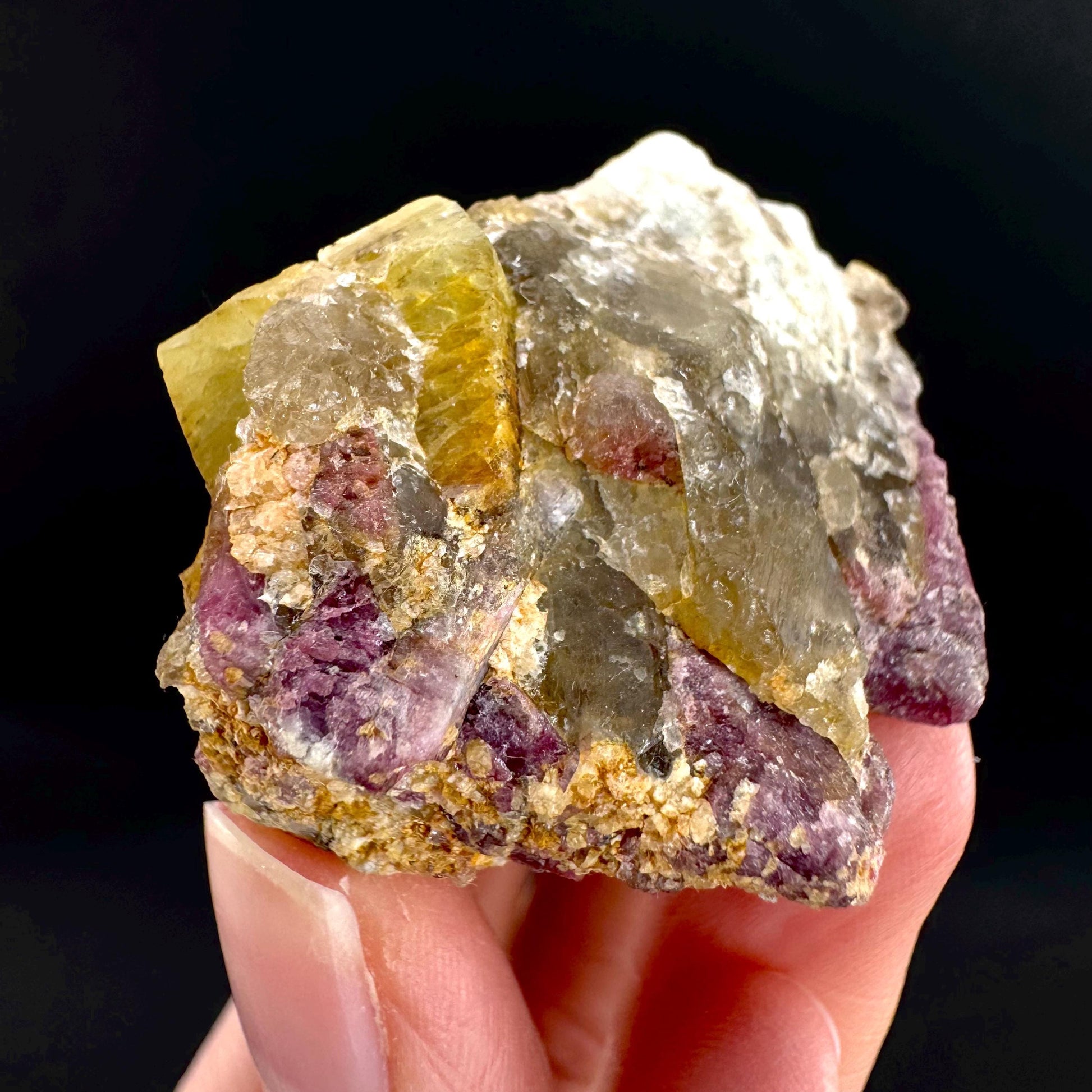 Londonite with Liddicoatite | yellow & pink crystal, rare mineral specimen from Madagascar