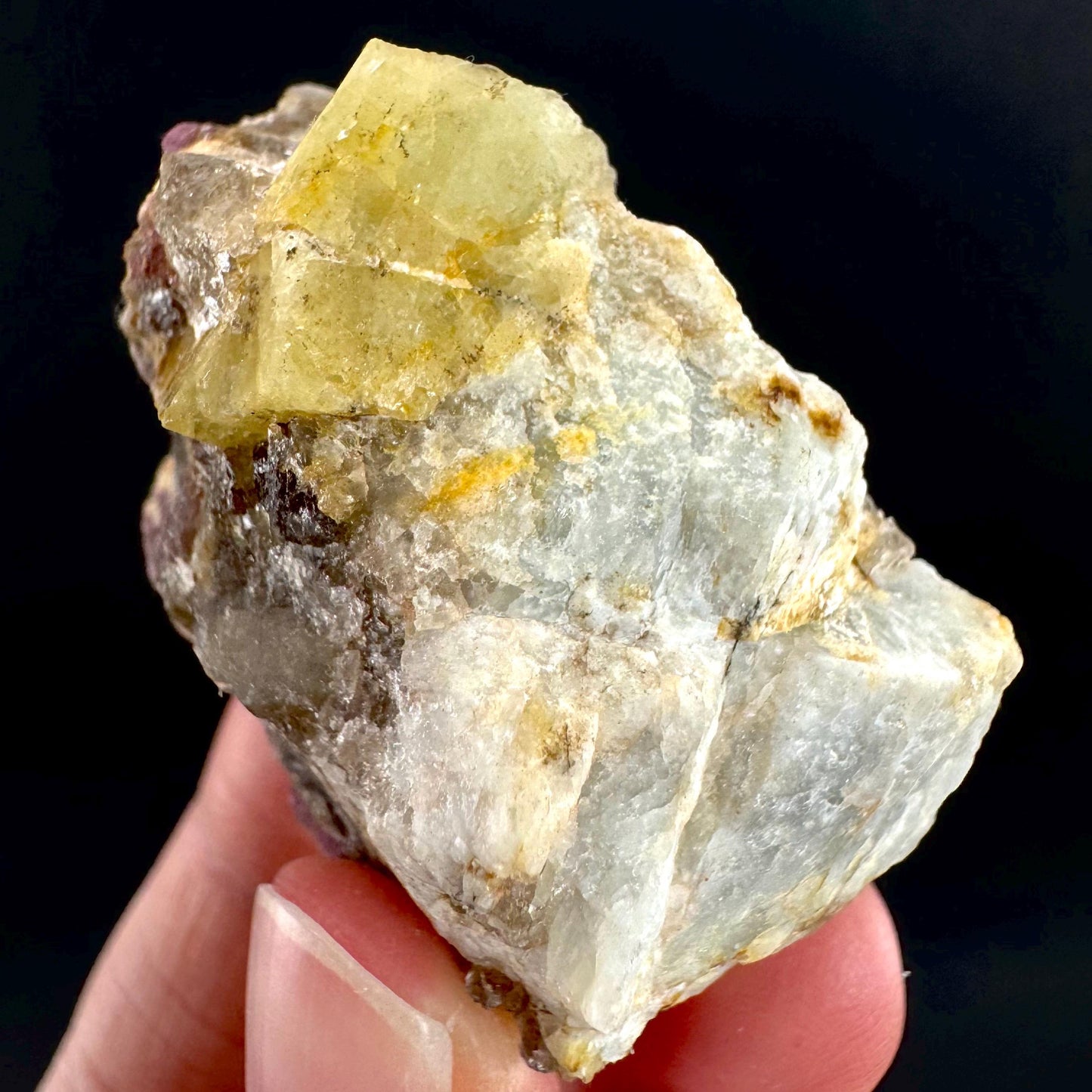 Londonite with Liddicoatite | yellow & pink crystal, rare mineral specimen from Madagascar