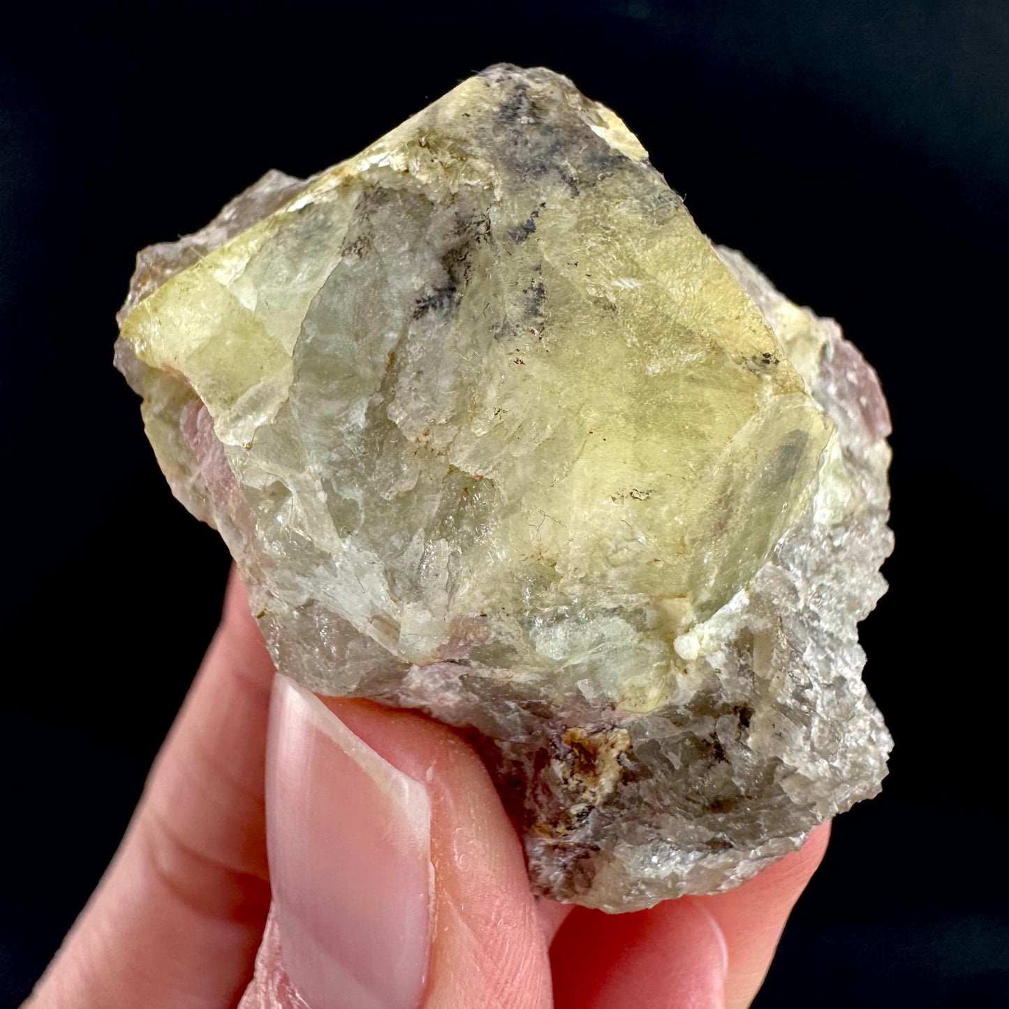 Londonite with Liddicoatite | yellow & pink crystal, rare mineral specimen from Madagascar