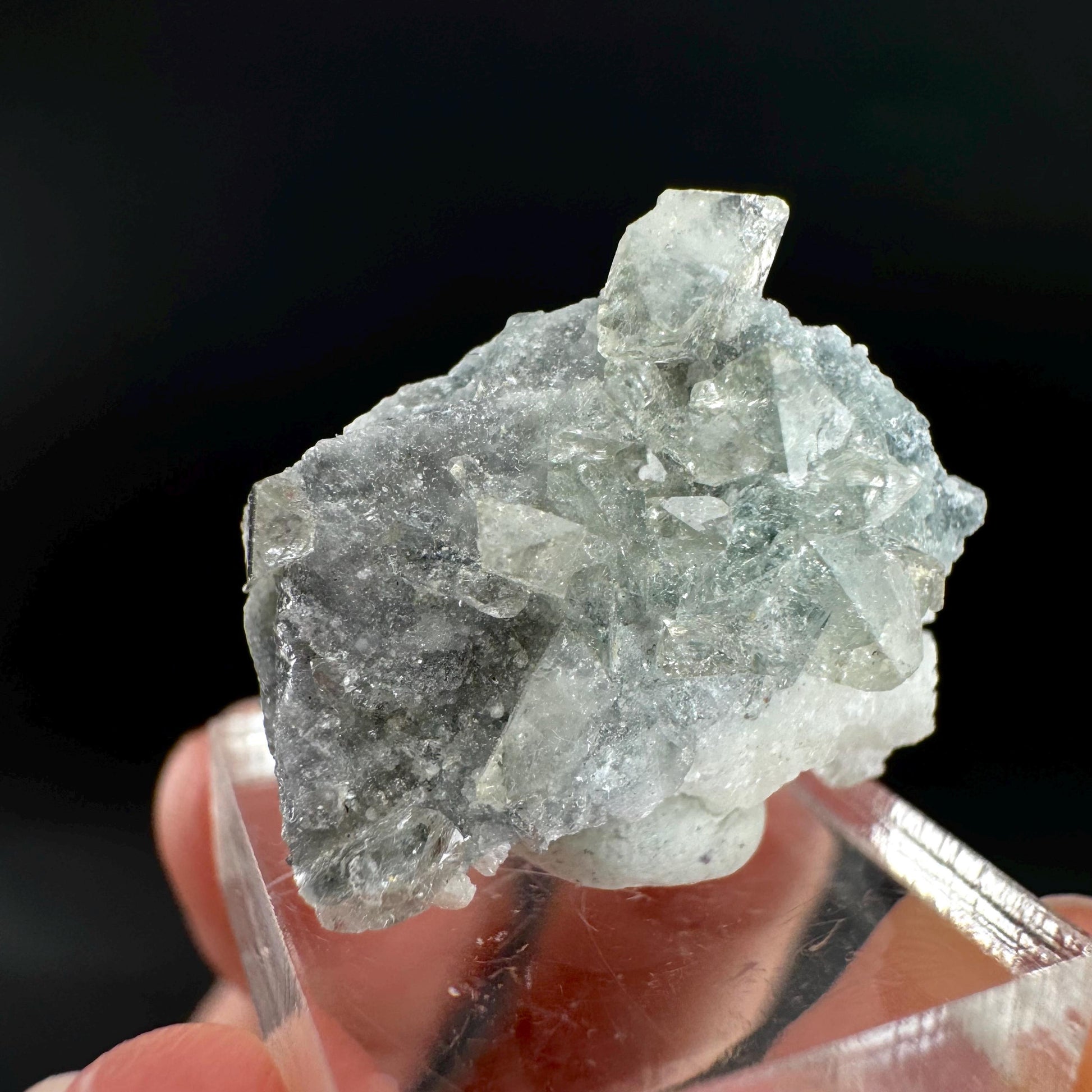 Herderite with Black Tourmaline on Albite | light green crystal, rare mineral specimen from Pakistan