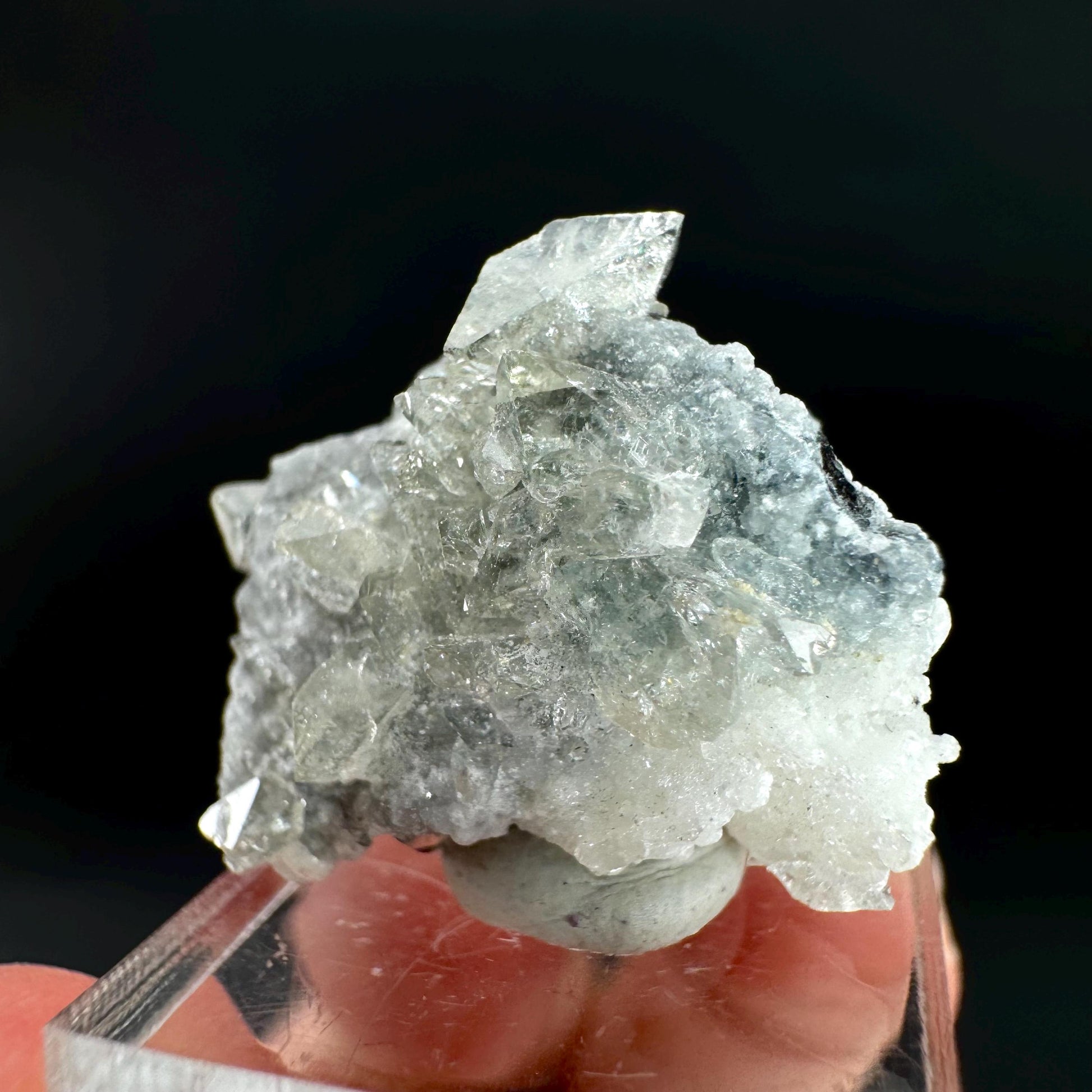 Herderite with Black Tourmaline on Albite | light green crystal, rare mineral specimen from Pakistan