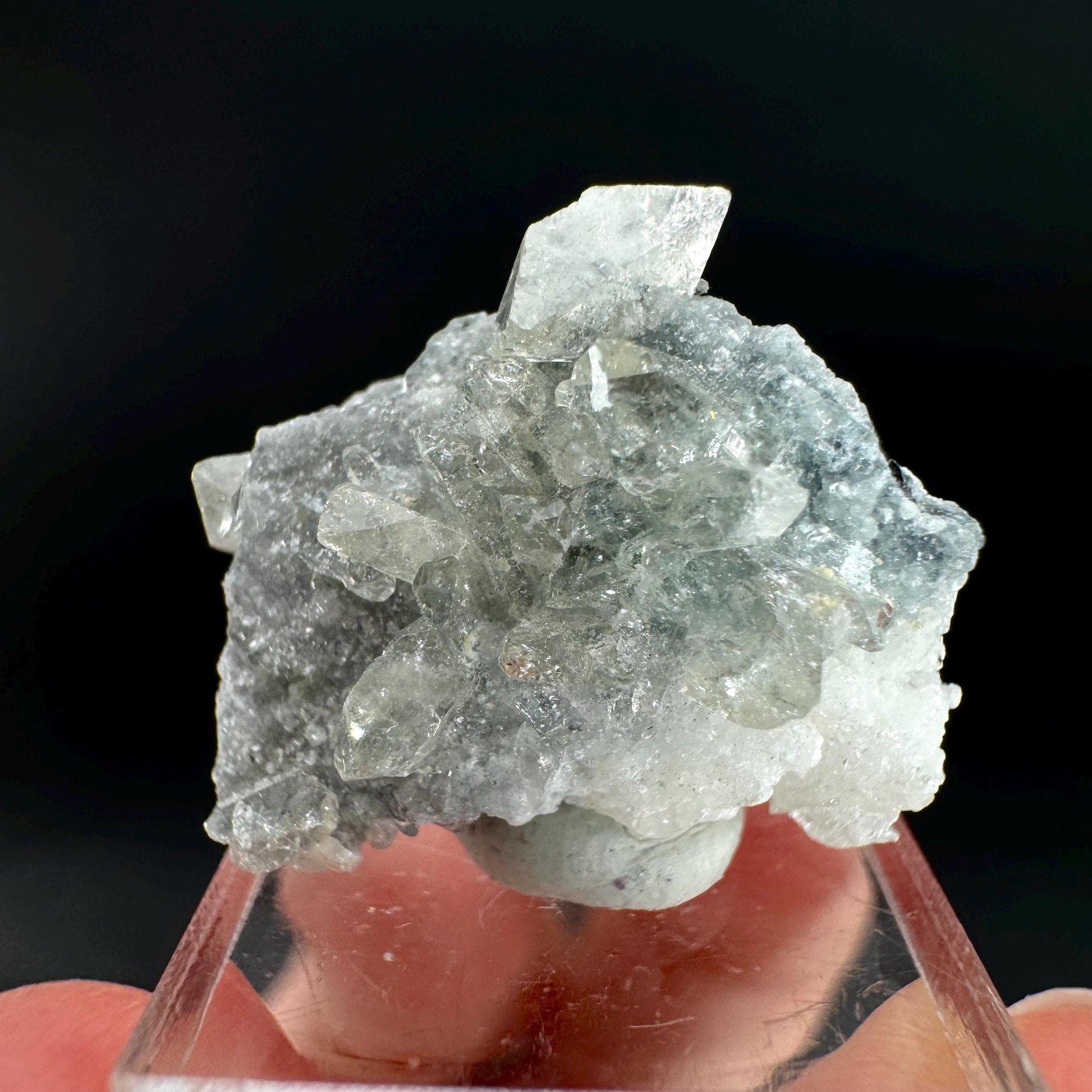 Herderite with Black Tourmaline on Albite | light green crystal, rare mineral specimen from Pakistan