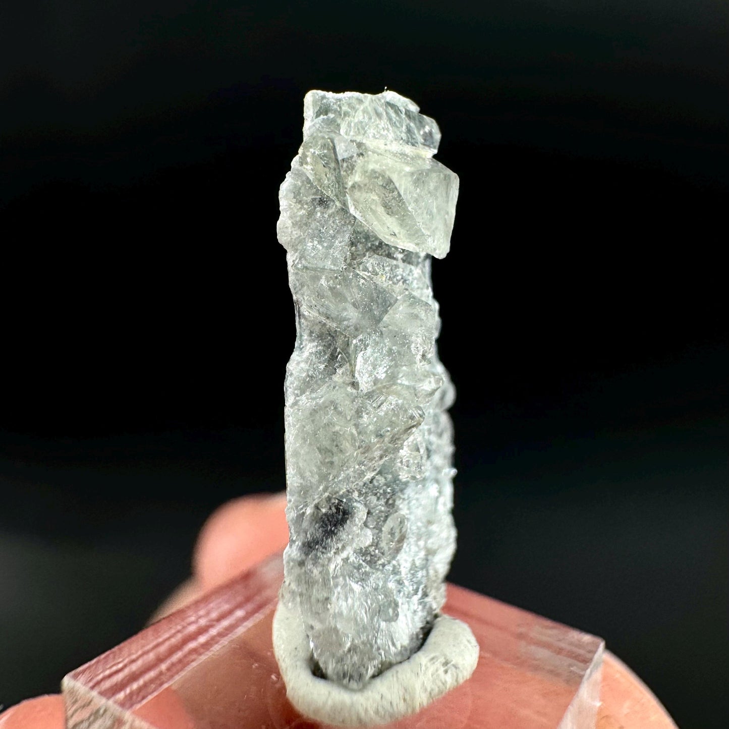 Herderite on Black Tourmaline | light green crystal, rare mineral specimen from Pakistan