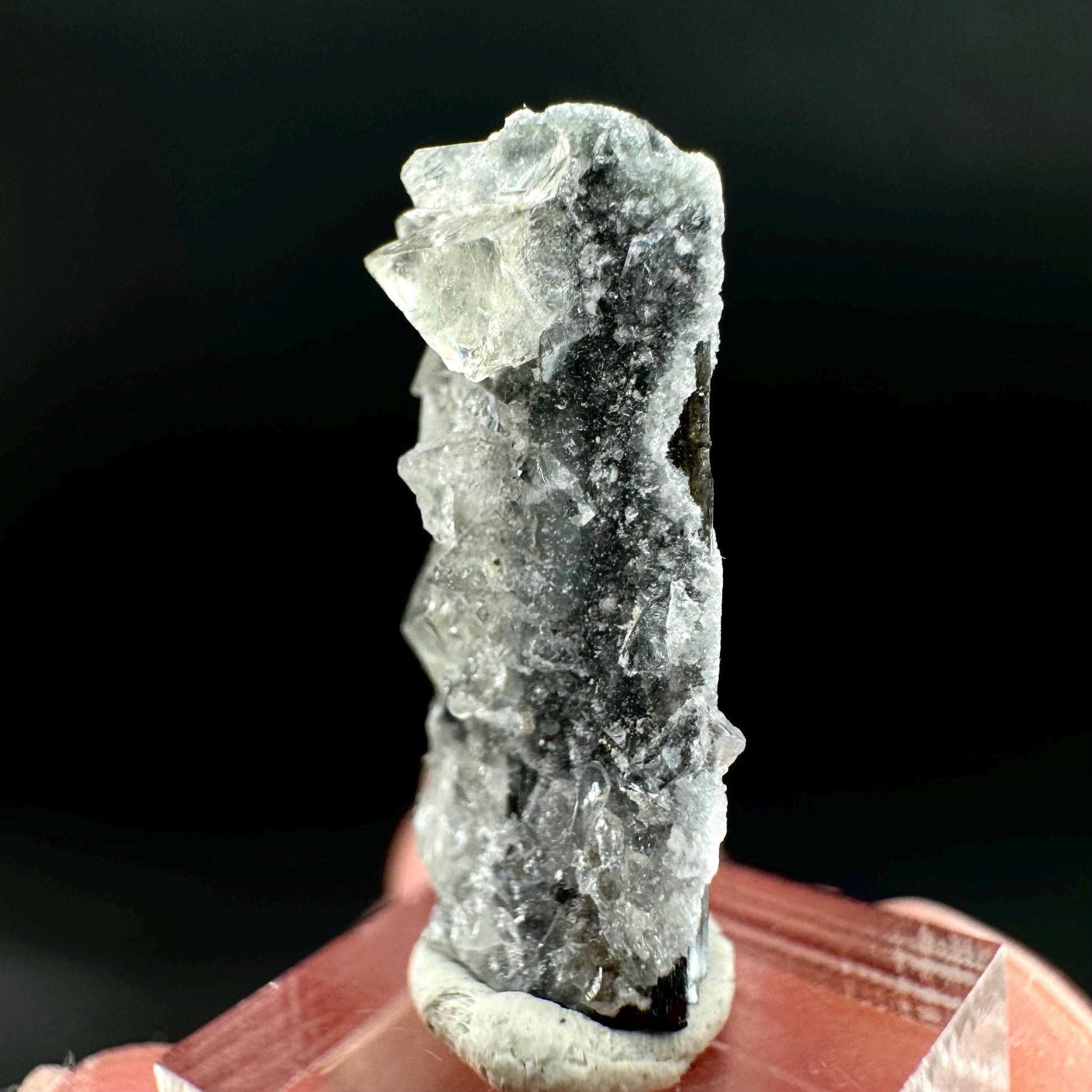 Herderite on Black Tourmaline | light green crystal, rare mineral specimen from Pakistan