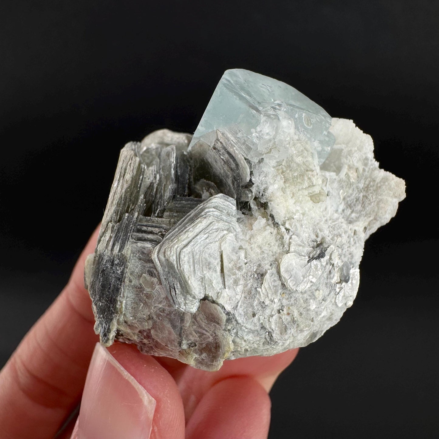 Aquamarine with Muscovite | natural blue crystal, mineral specimen from Pakistan