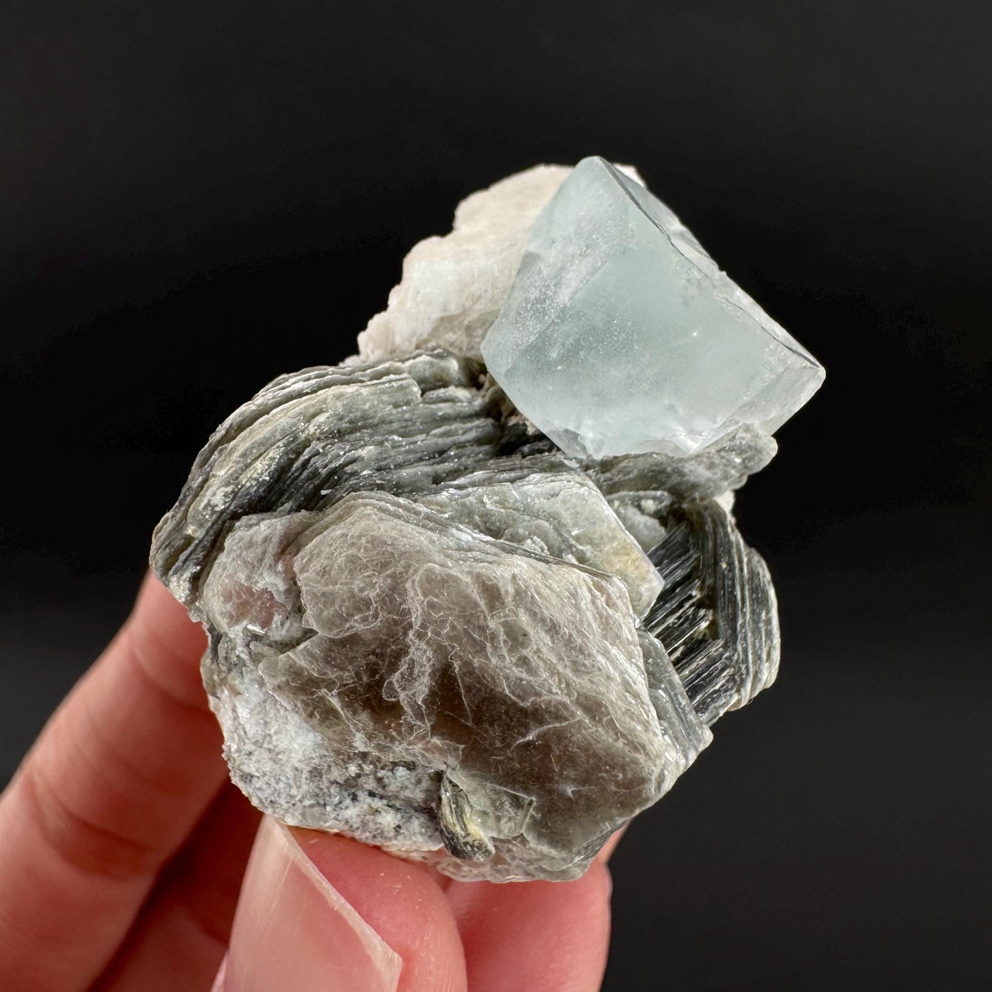 Aquamarine with Muscovite | natural blue crystal, mineral specimen from Pakistan