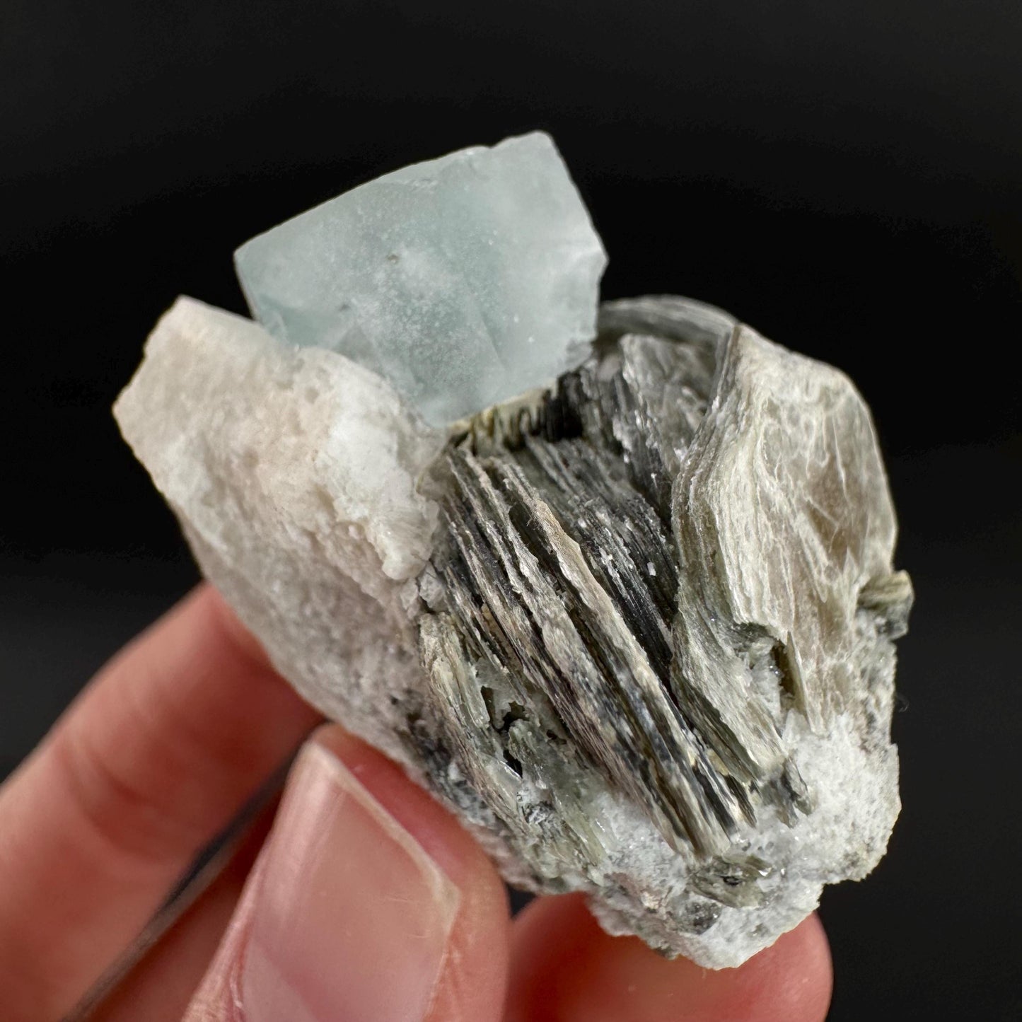 Aquamarine with Muscovite | natural blue crystal, mineral specimen from Pakistan