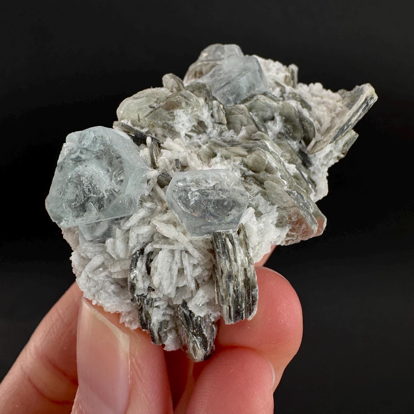 Aquamarine with Muscovite | natural blue crystal, mineral specimen from Pakistan