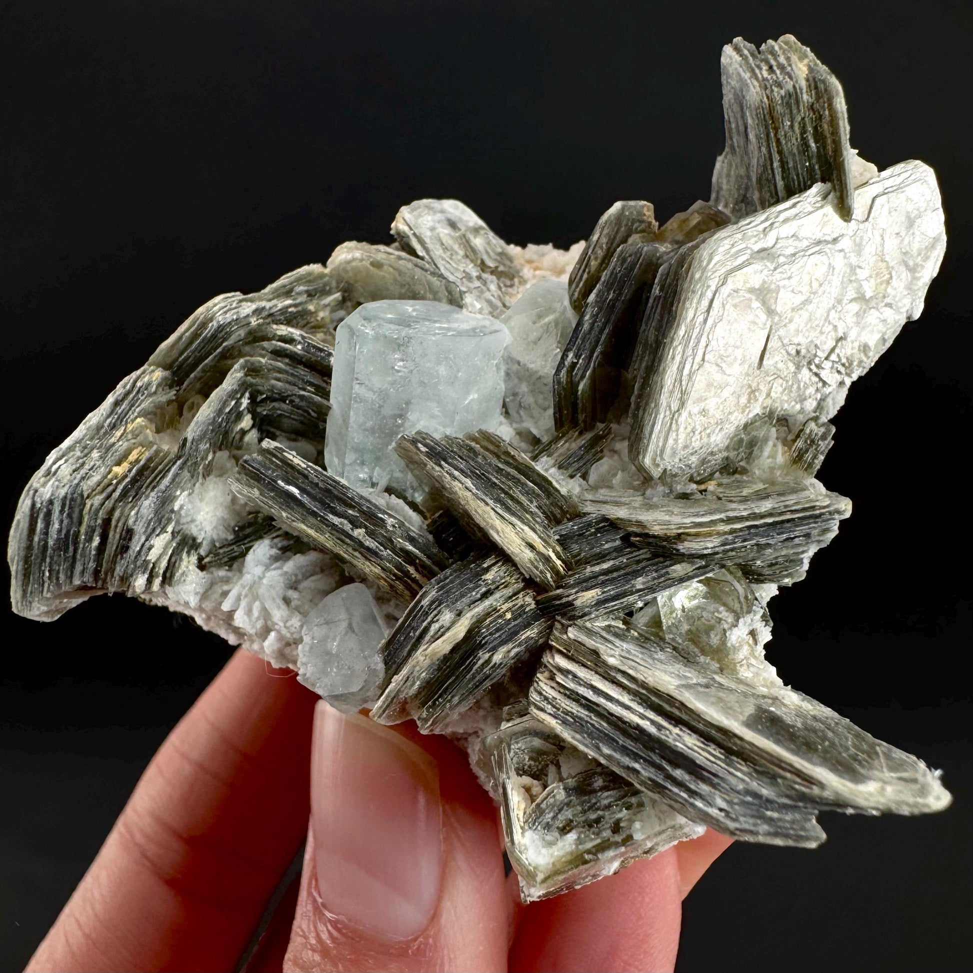 Aquamarine with Muscovite | natural blue crystal, mineral specimen from Pakistan