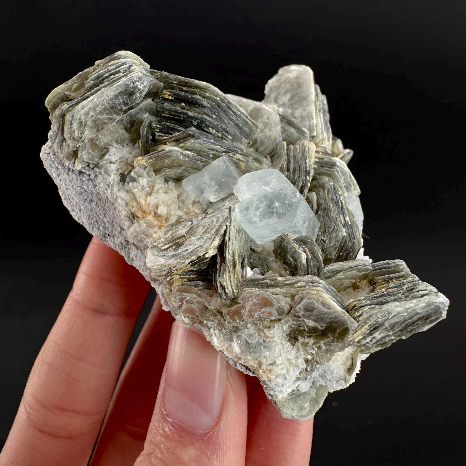 Aquamarine with Muscovite | natural blue crystal, mineral specimen from Pakistan