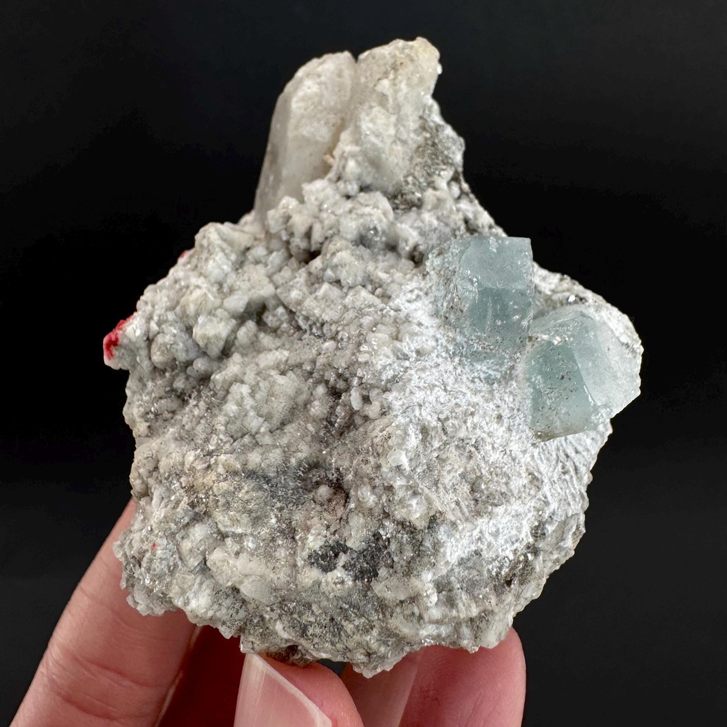 Aquamarine with Quartz & Albite | natural blue crystal, mineral specimen from Pakistan