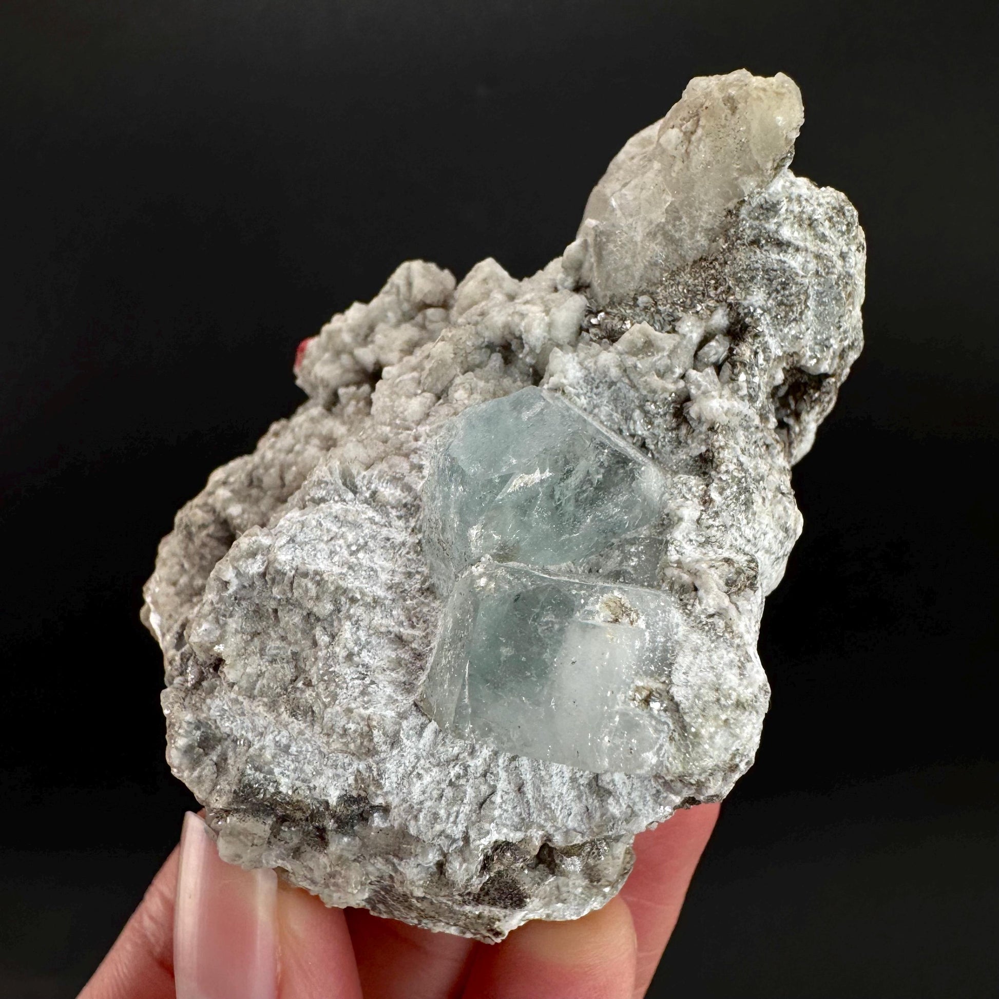 Aquamarine with Quartz & Albite | natural blue crystal, mineral specimen from Pakistan
