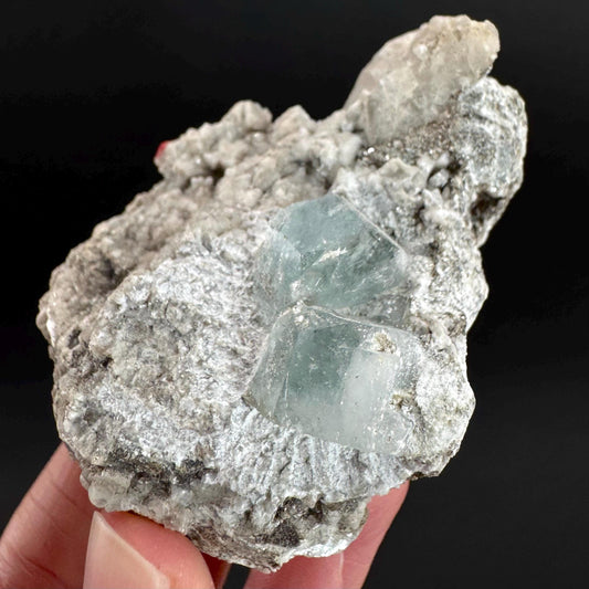 Aquamarine with Quartz & Albite | natural blue crystal, mineral specimen from Pakistan