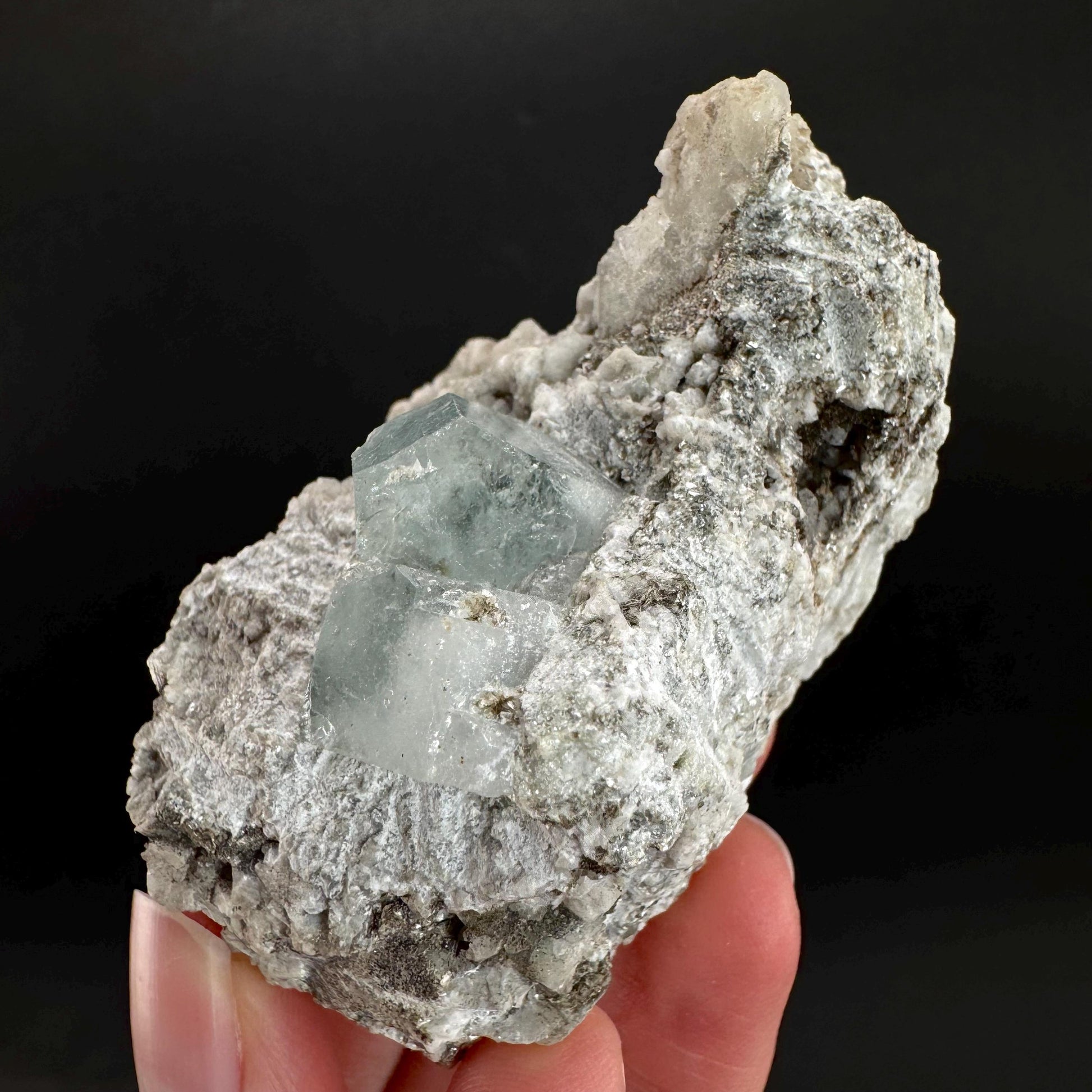Aquamarine with Quartz & Albite | natural blue crystal, mineral specimen from Pakistan
