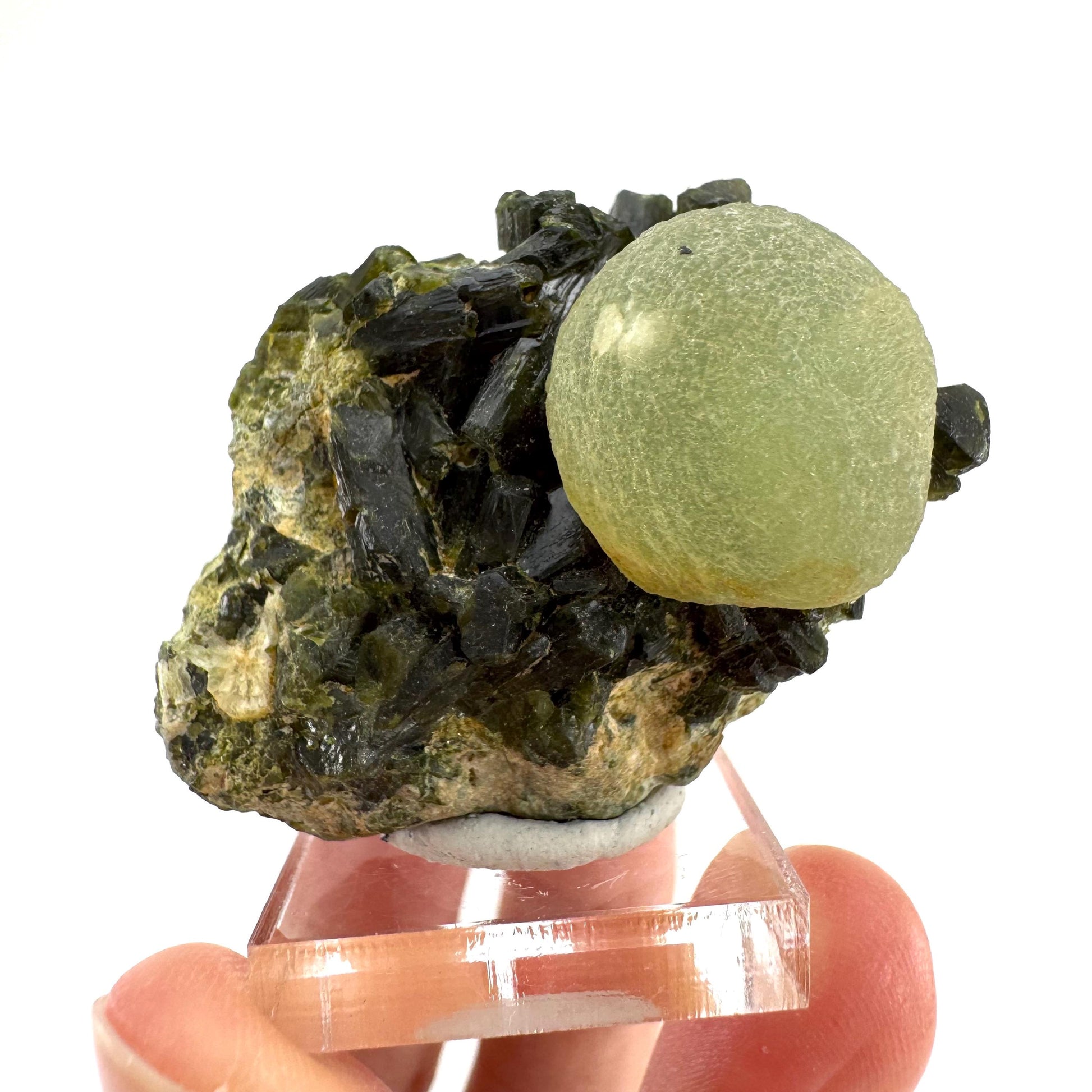 Prehnite with Epidote | Botryoidal green crystal, mineral specimen from Mali