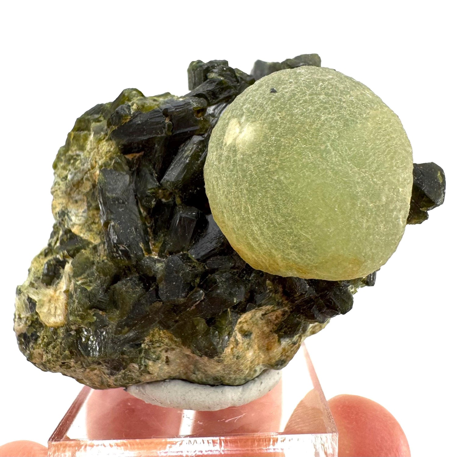 Prehnite with Epidote | Botryoidal green crystal, mineral specimen from Mali