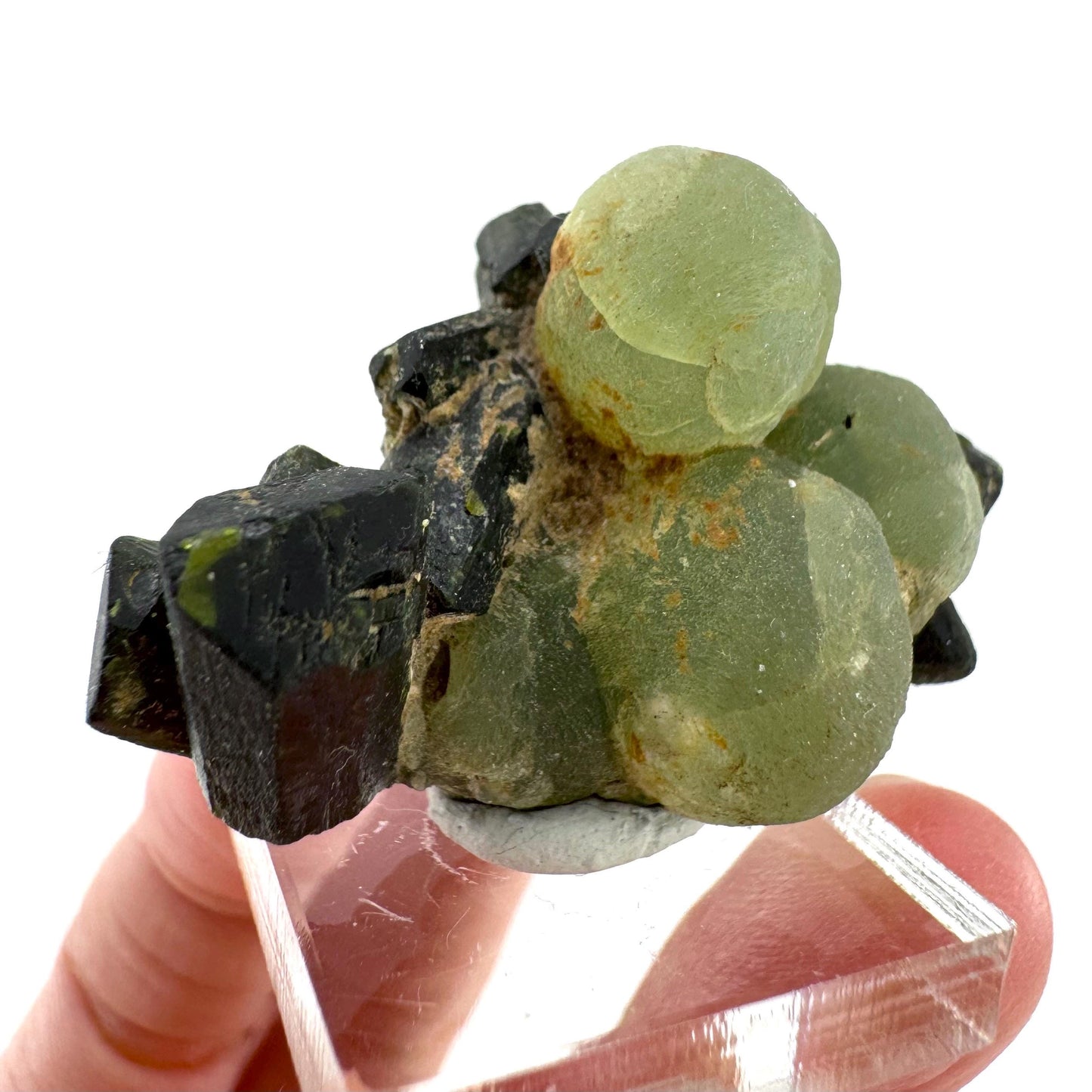 Prehnite with Epidote | Botryoidal green crystal, mineral specimen from Mali