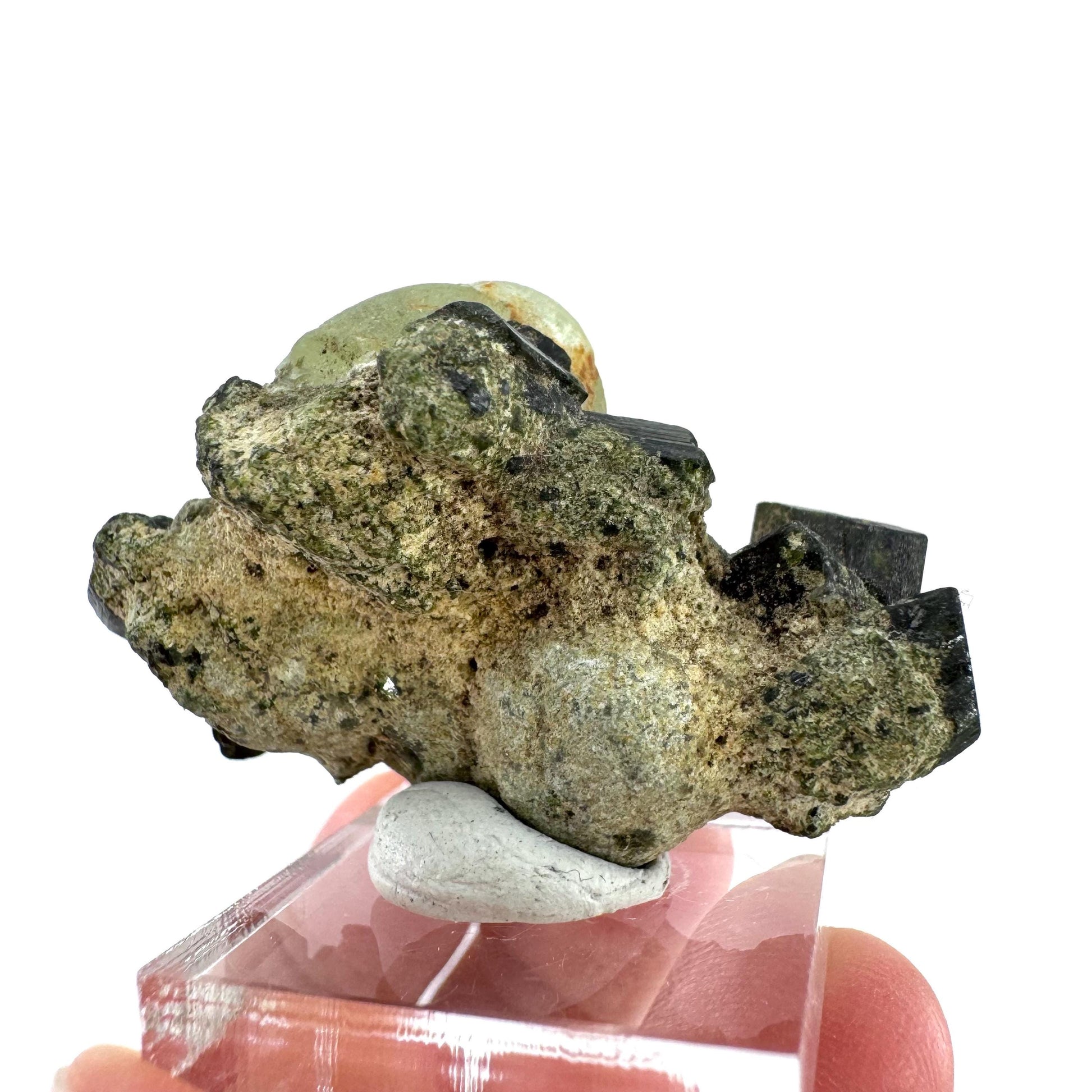 Prehnite with Epidote | Botryoidal green crystal, mineral specimen from Mali