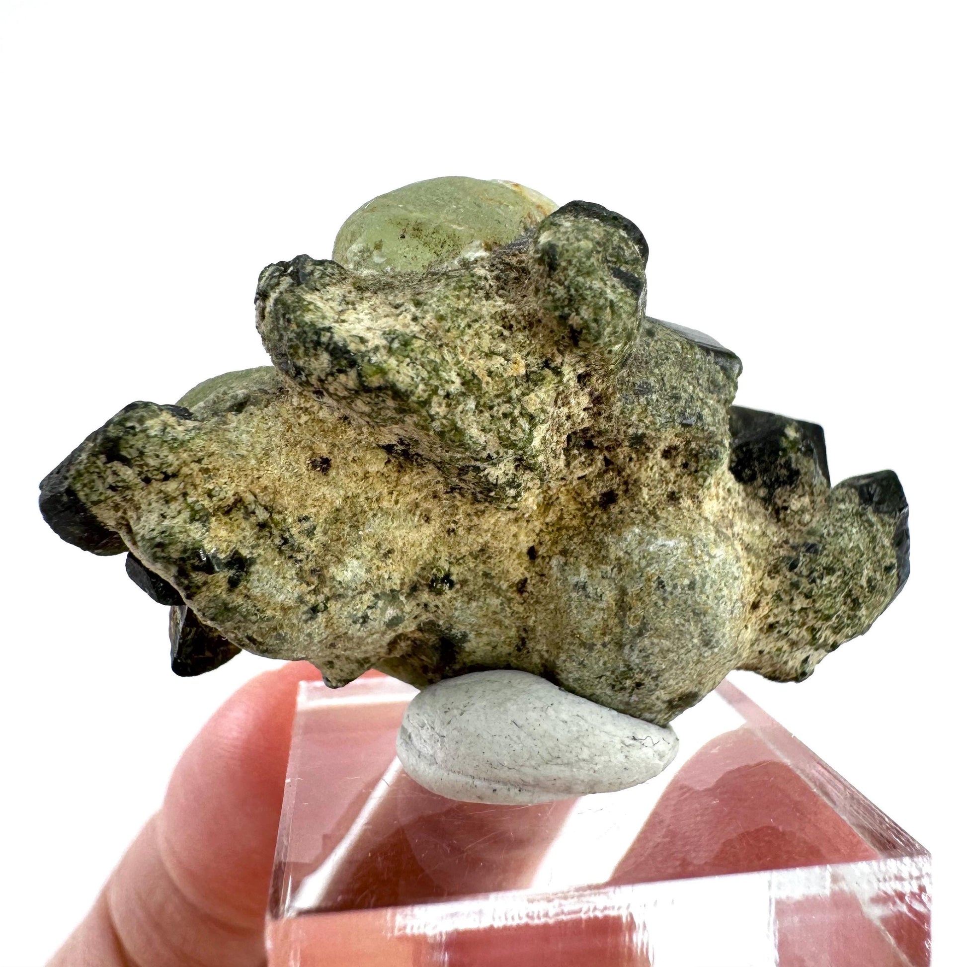 Prehnite with Epidote | Botryoidal green crystal, mineral specimen from Mali