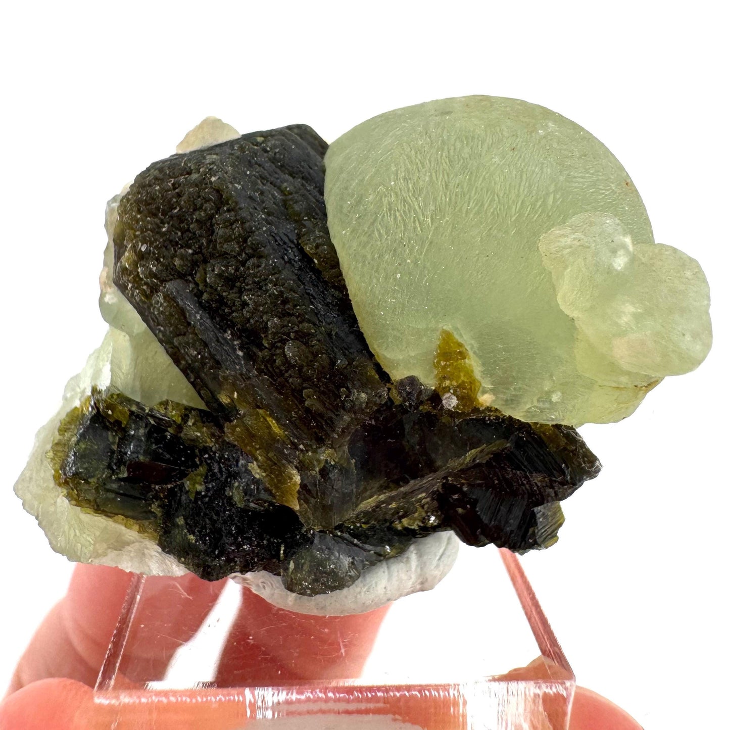 Prehnite with Epidote | Botryoidal green crystal, mineral specimen from Mali