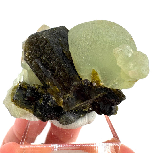 Prehnite with Epidote | Botryoidal green crystal, mineral specimen from Mali