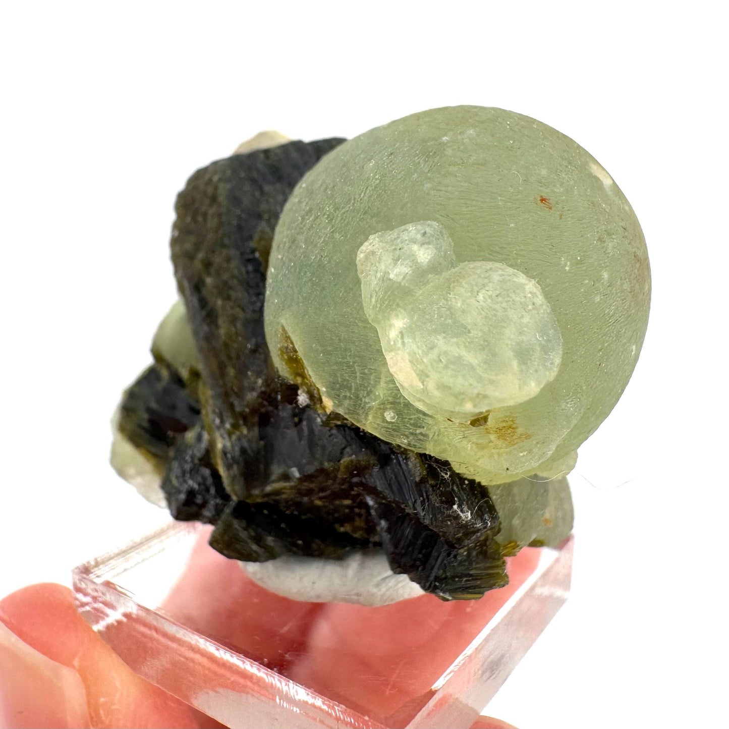 Prehnite with Epidote | Botryoidal green crystal, mineral specimen from Mali