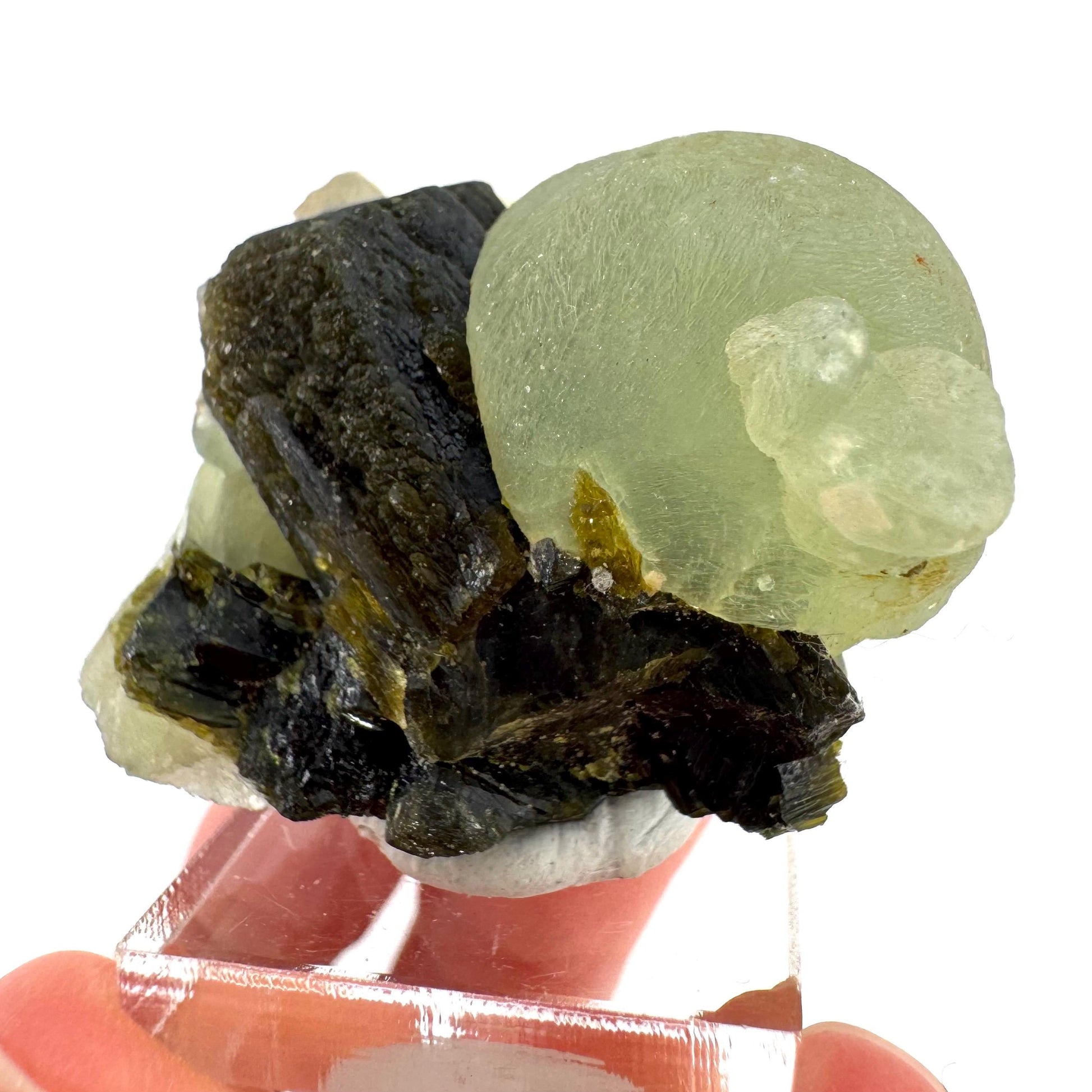 Prehnite with Epidote | Botryoidal green crystal, mineral specimen from Mali