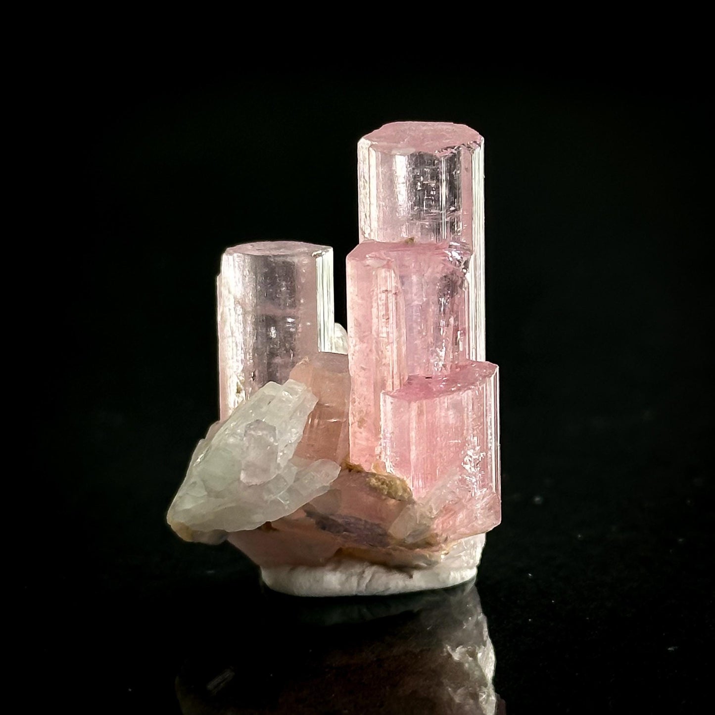 Elbaite Tourmaline | Pink Crystal Cluster, mineral specimen from Paprok