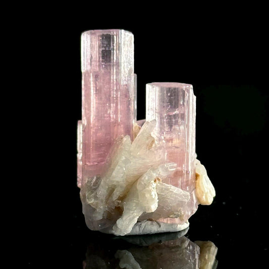 Elbaite Tourmaline | Pink Crystal Cluster, mineral specimen from Paprok