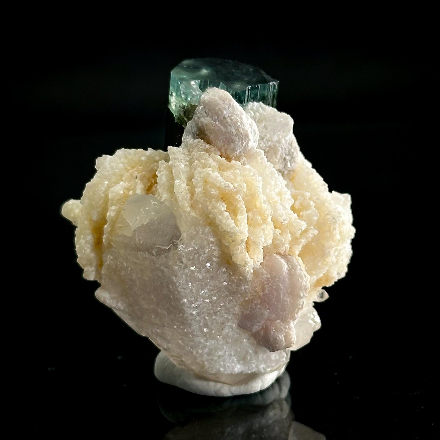 Blue-Green Cap Tourmaline with Albite & Quartz | Bi-Color Elbaite Crystal, Mineral Specimen from Pakistan