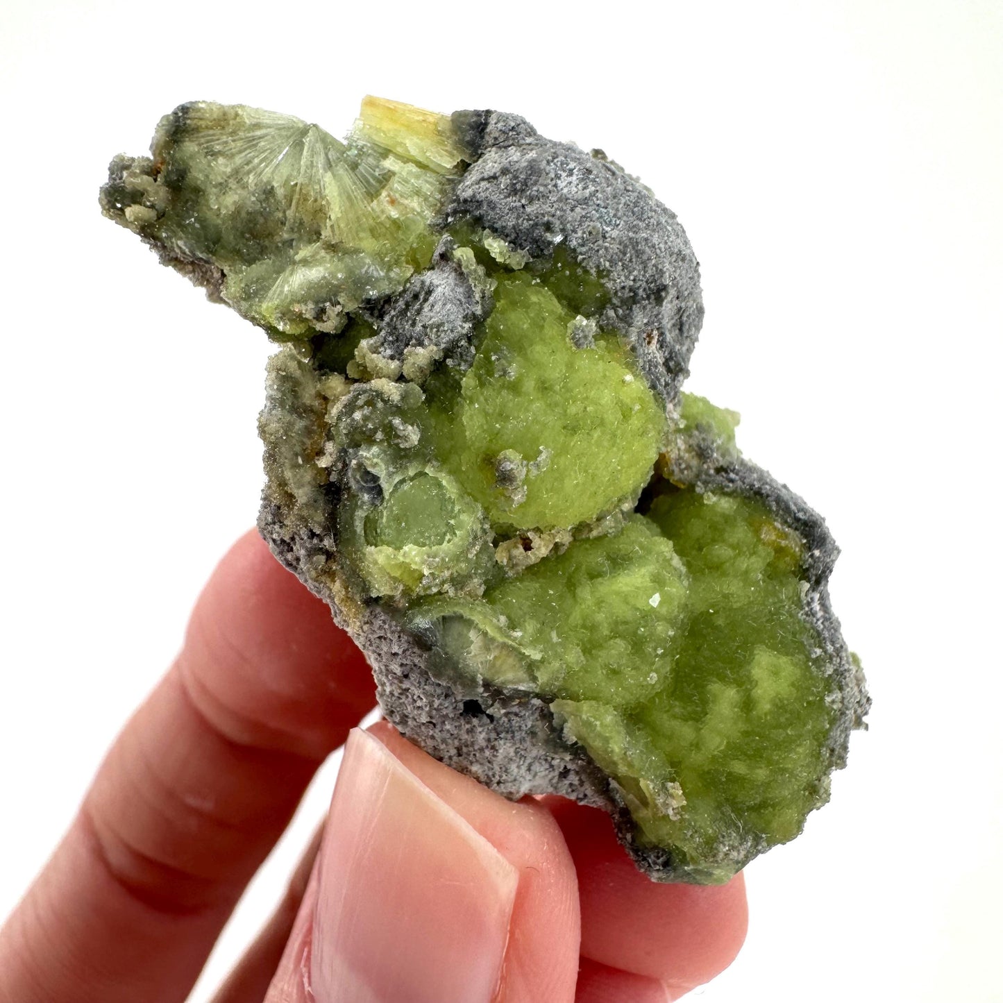 Wavellite (Arkansas, USA) | green crystal cluster, mineral specimen