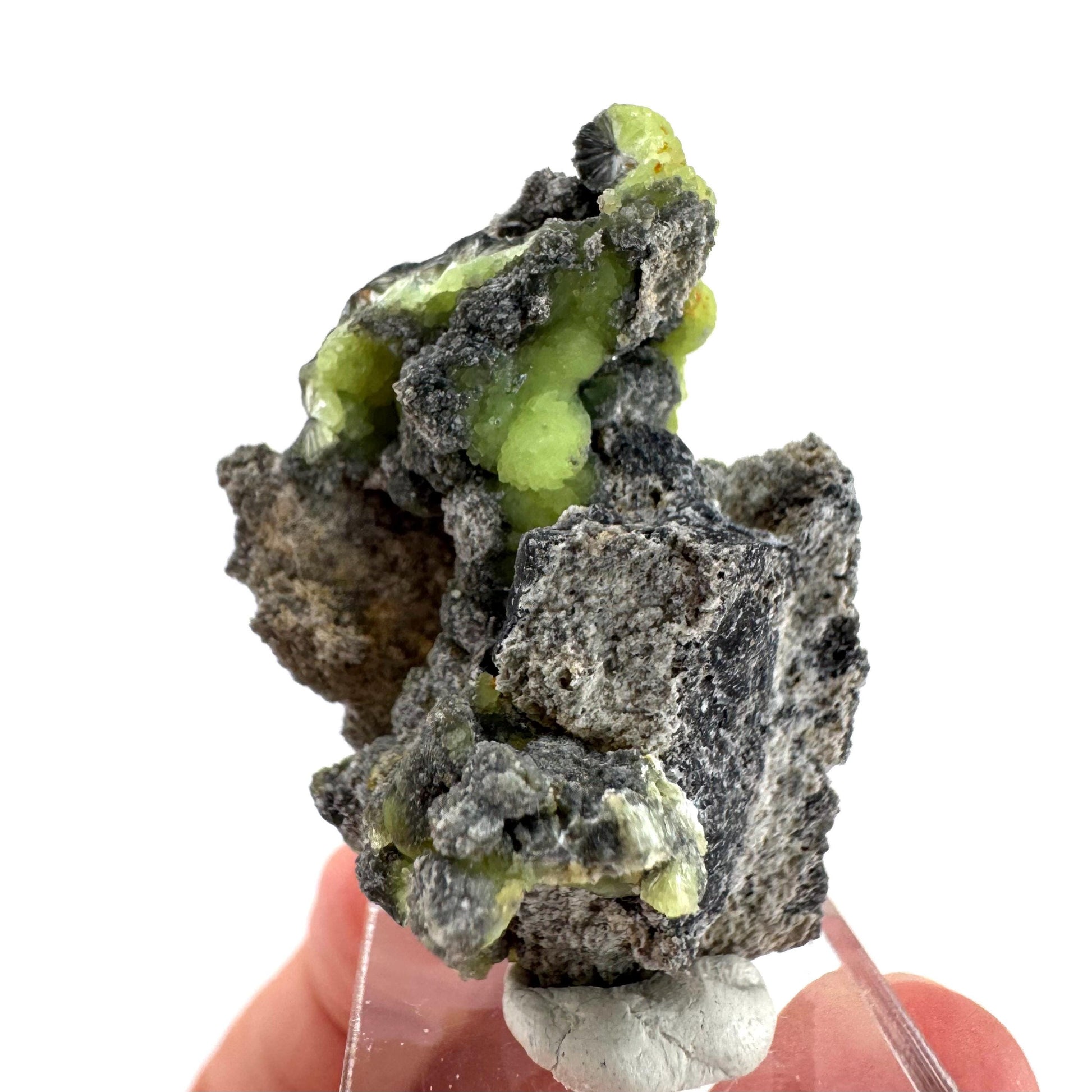 Wavellite (Arkansas, USA) | green crystal cluster, mineral specimen