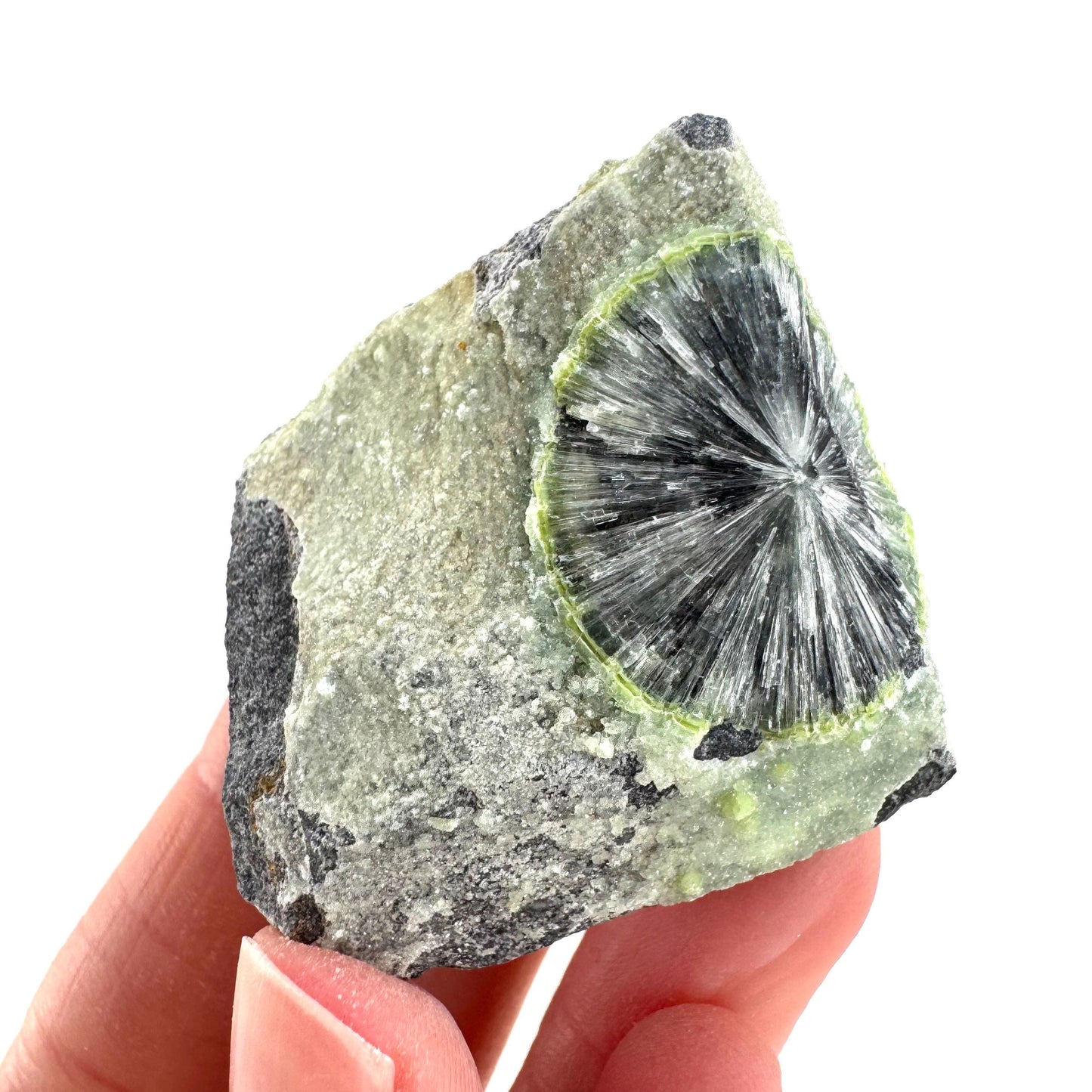 Wavellite (Arkansas, USA) | green crystal cluster, mineral specimen