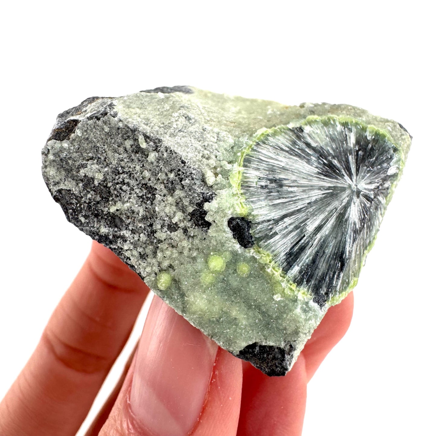 Wavellite (Arkansas, USA) | green crystal cluster, mineral specimen