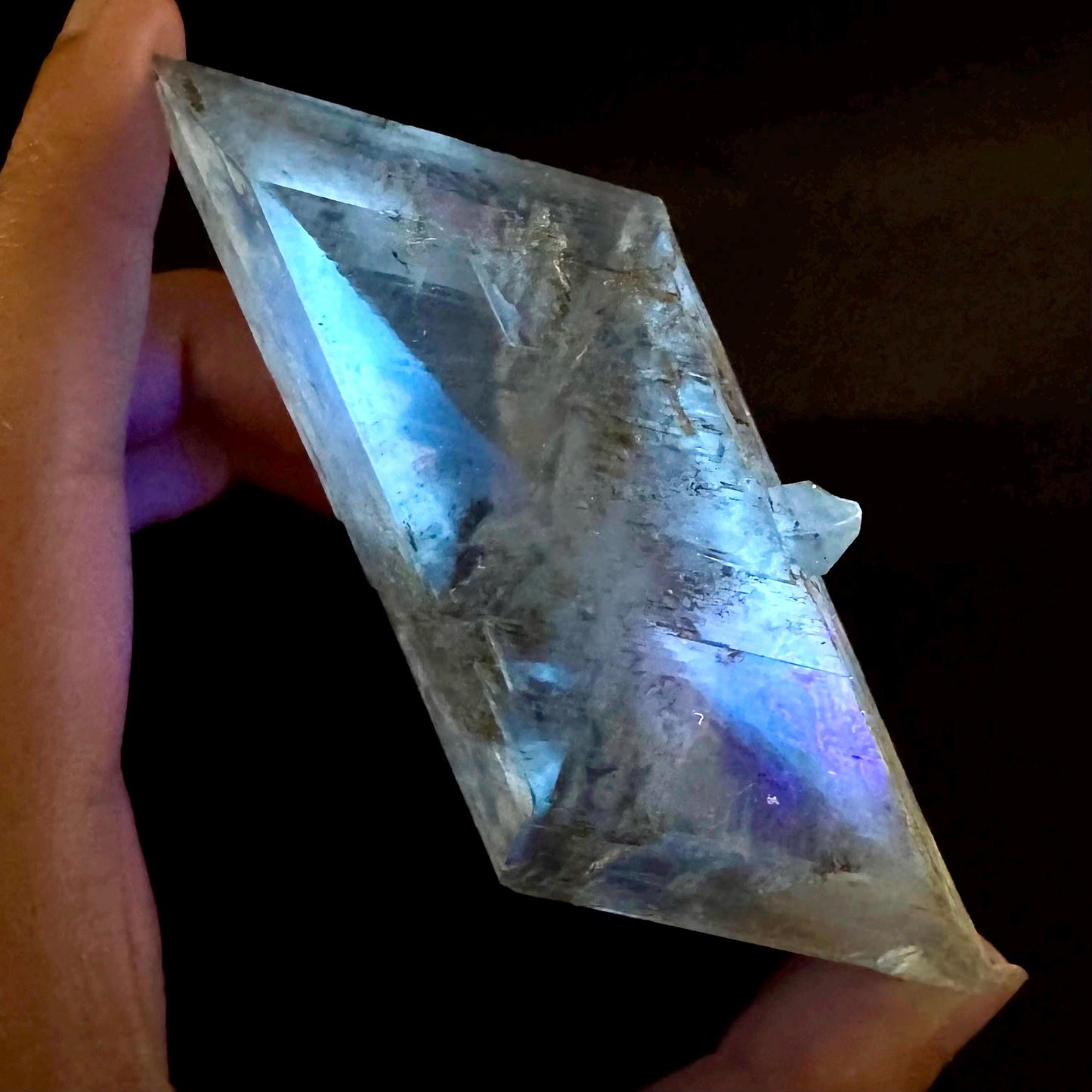 Hourglass Selenite | Phosphorescent UV Reactive Gypsum Crystal from Canada