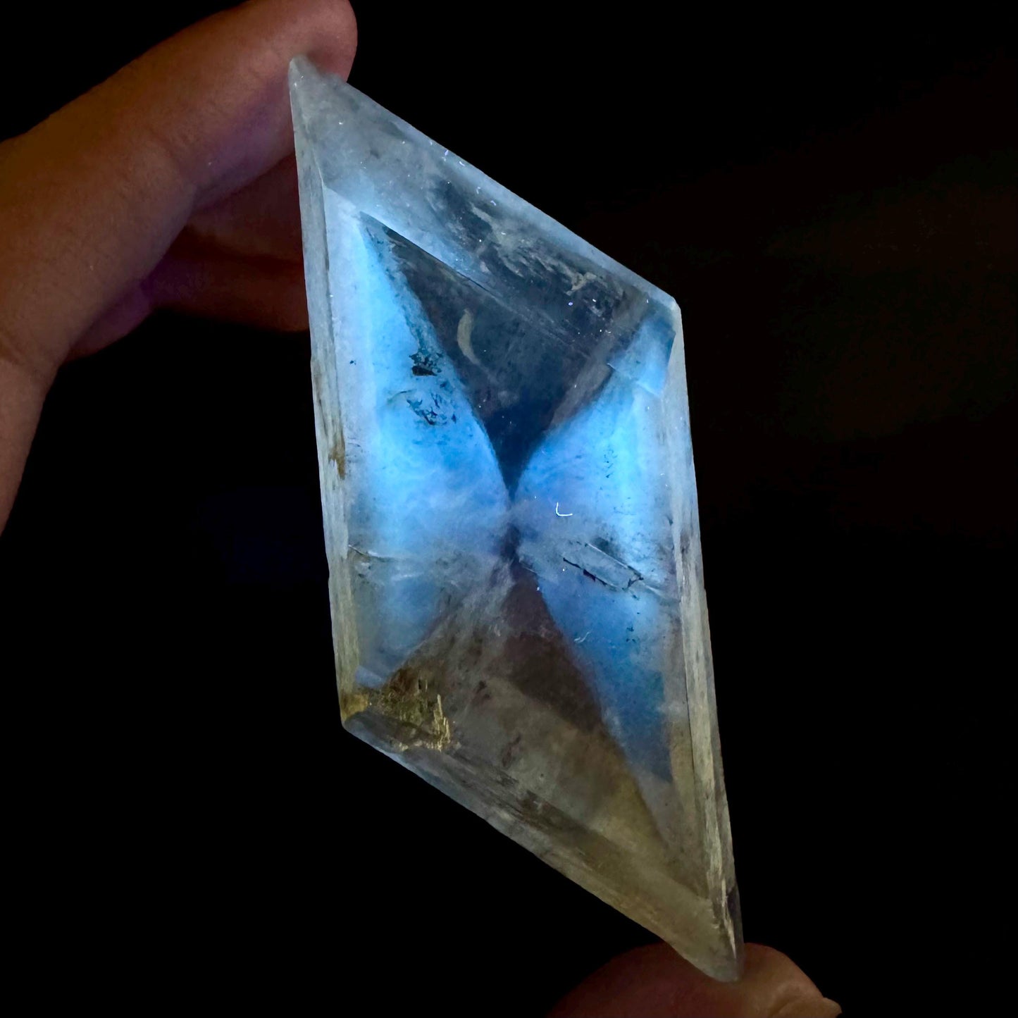 Hourglass Selenite | Phosphorescent UV Reactive Gypsum Crystal from Canada