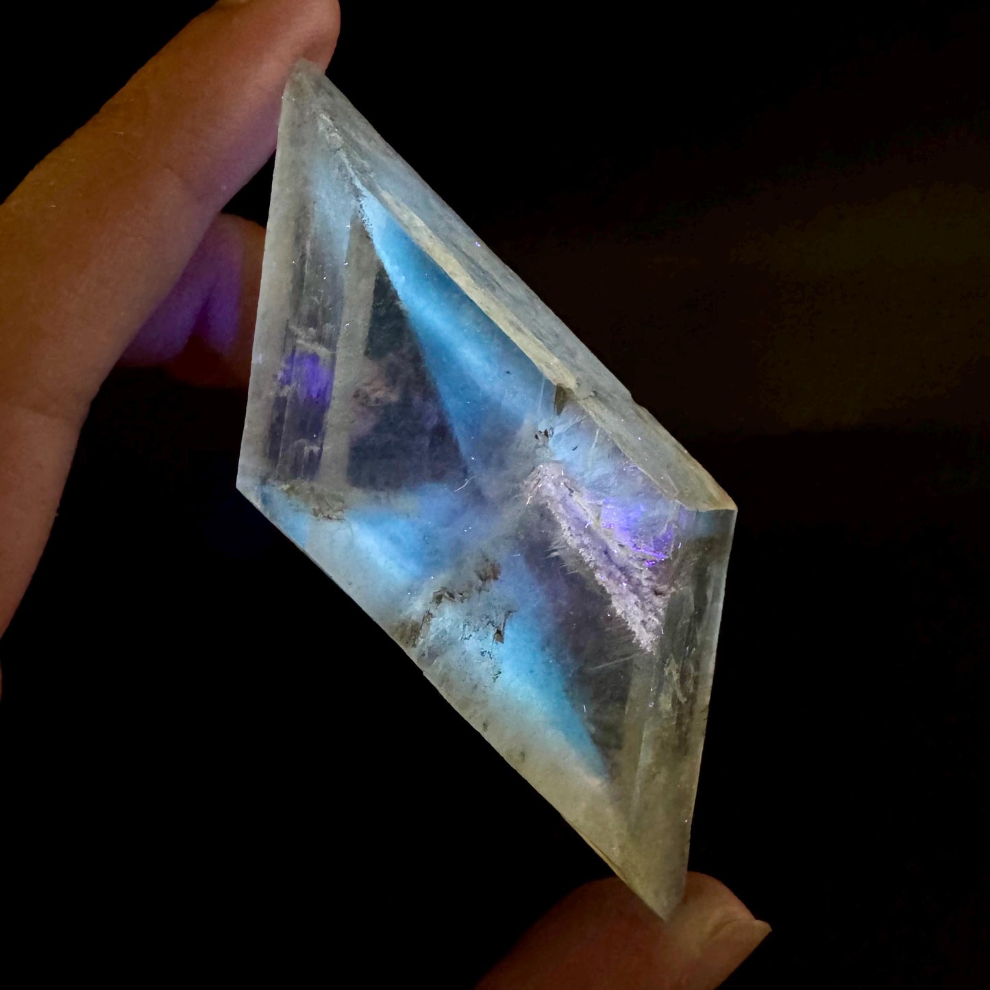Hourglass Selenite | Phosphorescent UV Reactive Gypsum Crystal from Canada