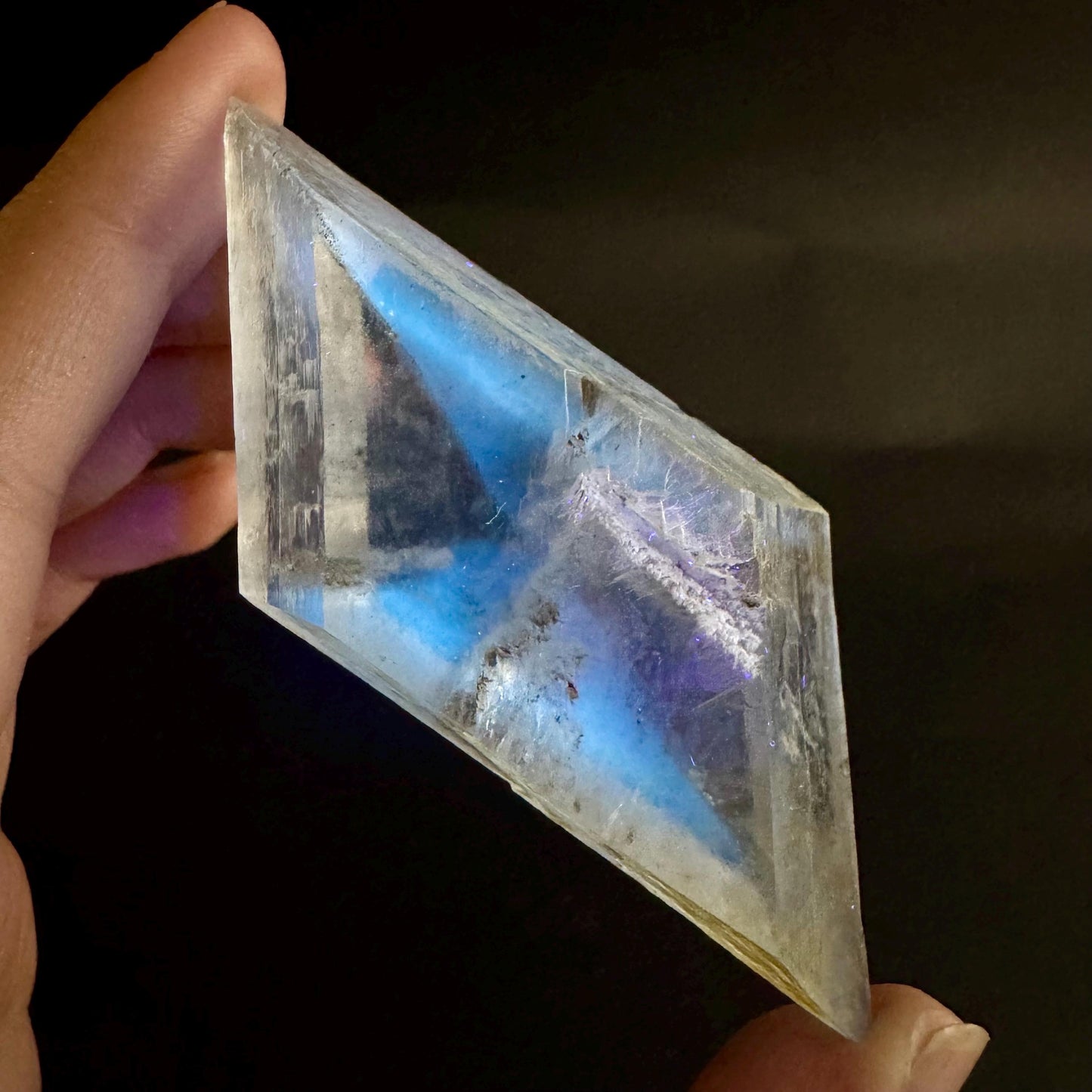 Hourglass Selenite | Phosphorescent UV Reactive Gypsum Crystal from Canada