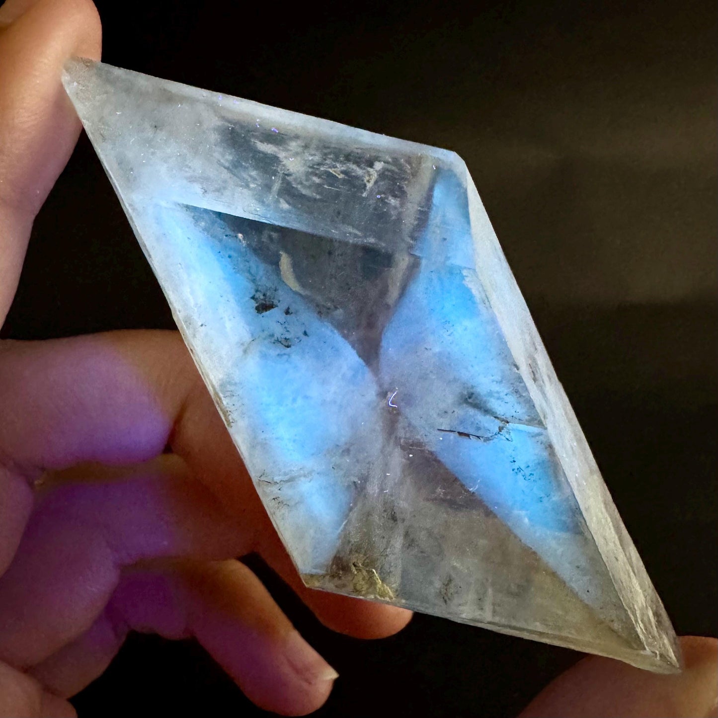 Hourglass Selenite | Phosphorescent UV Reactive Gypsum Crystal from Canada