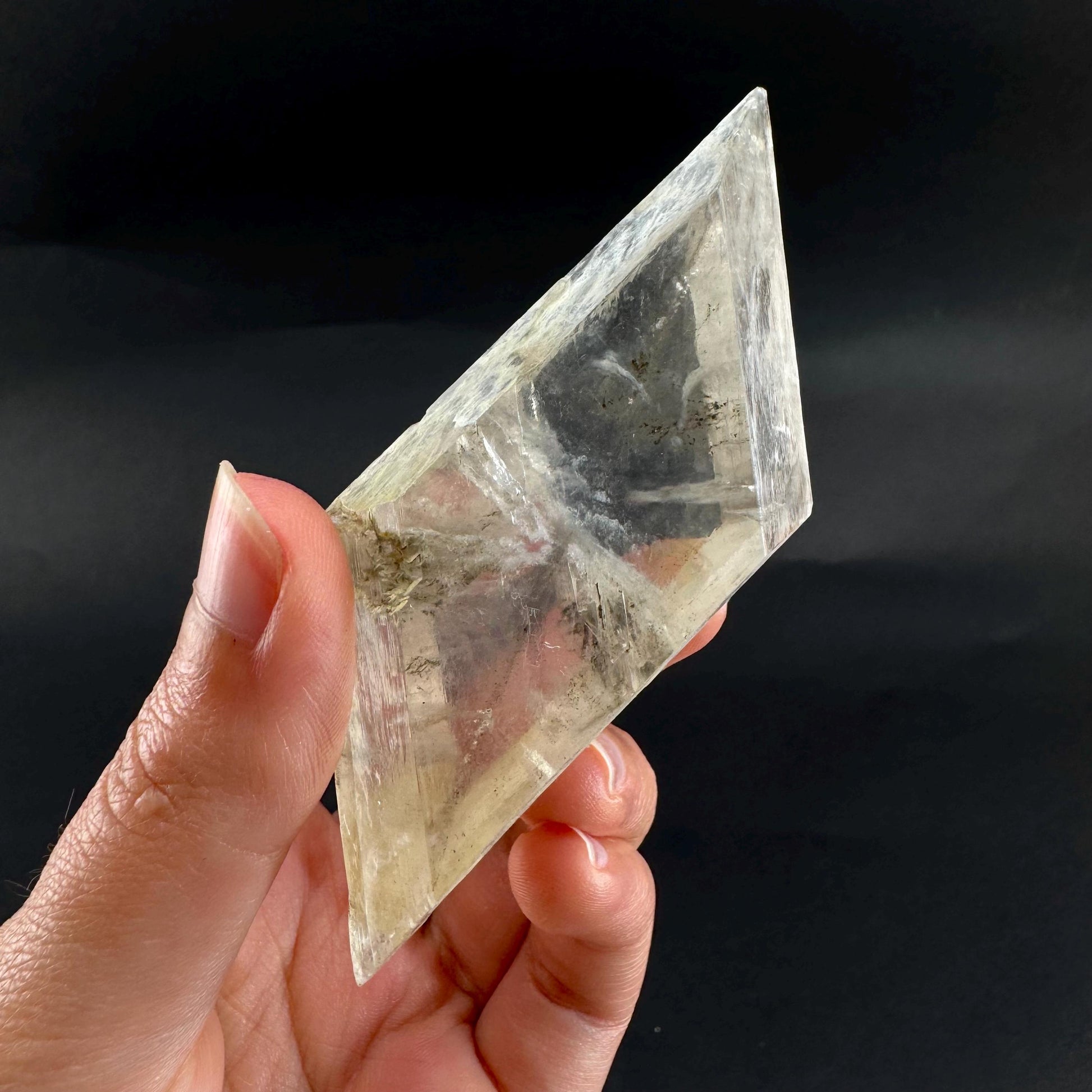 Hourglass Selenite | Phosphorescent UV Reactive Gypsum Crystal from Canada