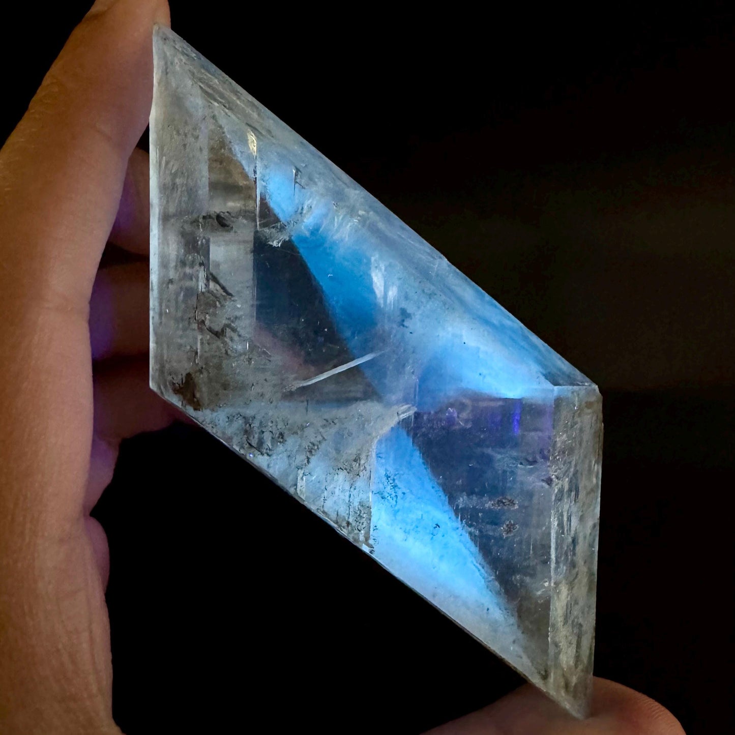 Hourglass Selenite | Phosphorescent UV Reactive Gypsum Crystal from Canada