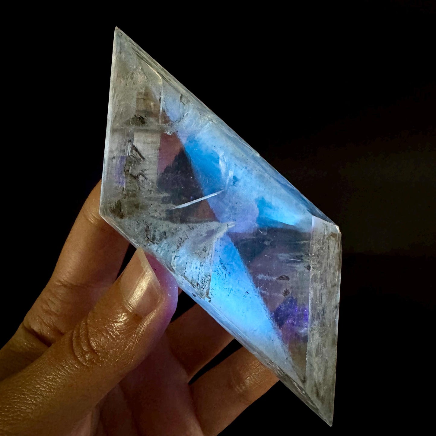 Hourglass Selenite | Phosphorescent UV Reactive Gypsum Crystal from Canada