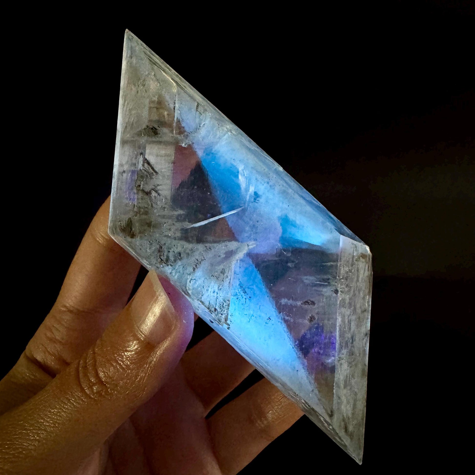 Hourglass Selenite | Phosphorescent UV Reactive Gypsum Crystal from Canada