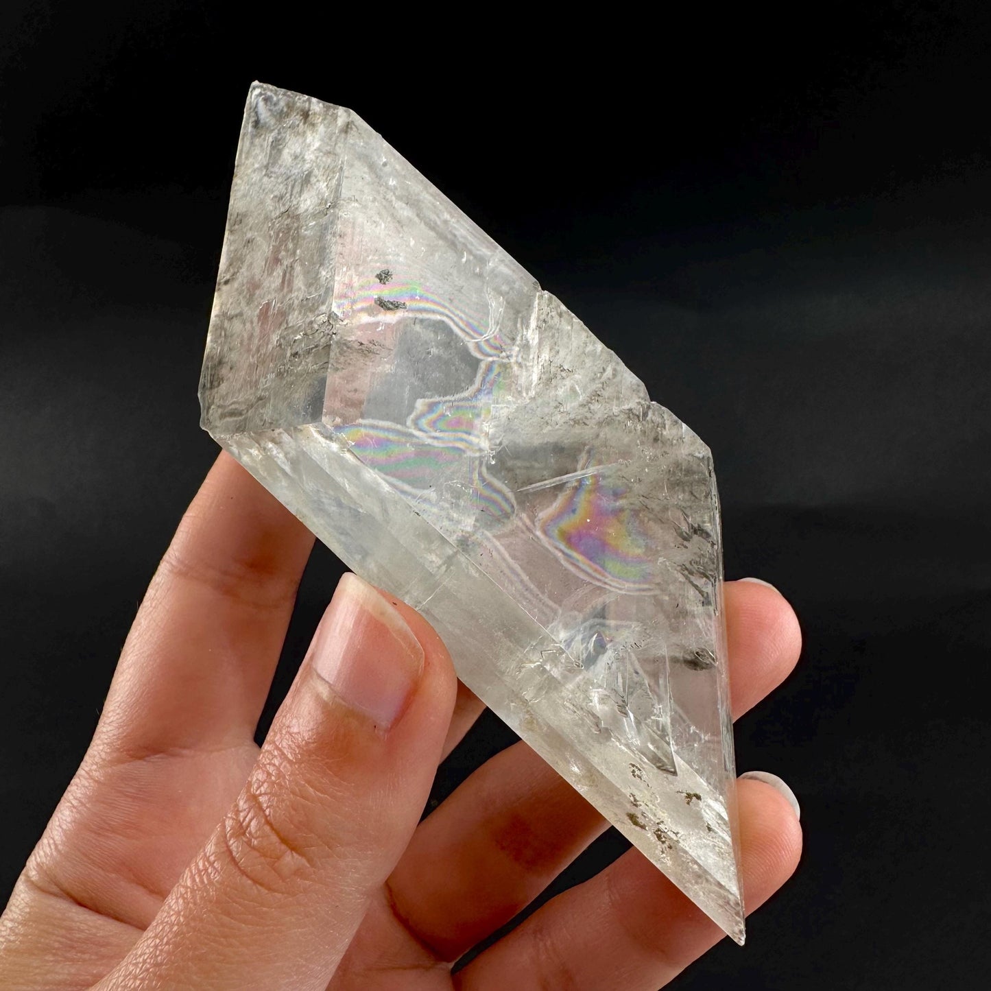 Hourglass Selenite | Phosphorescent UV Reactive Gypsum Crystal from Canada