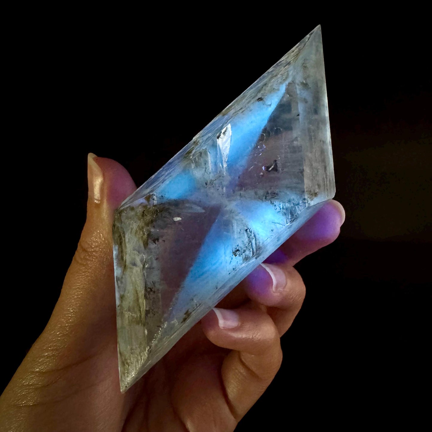 Hourglass Selenite | Phosphorescent UV Reactive Gypsum Crystal from Canada
