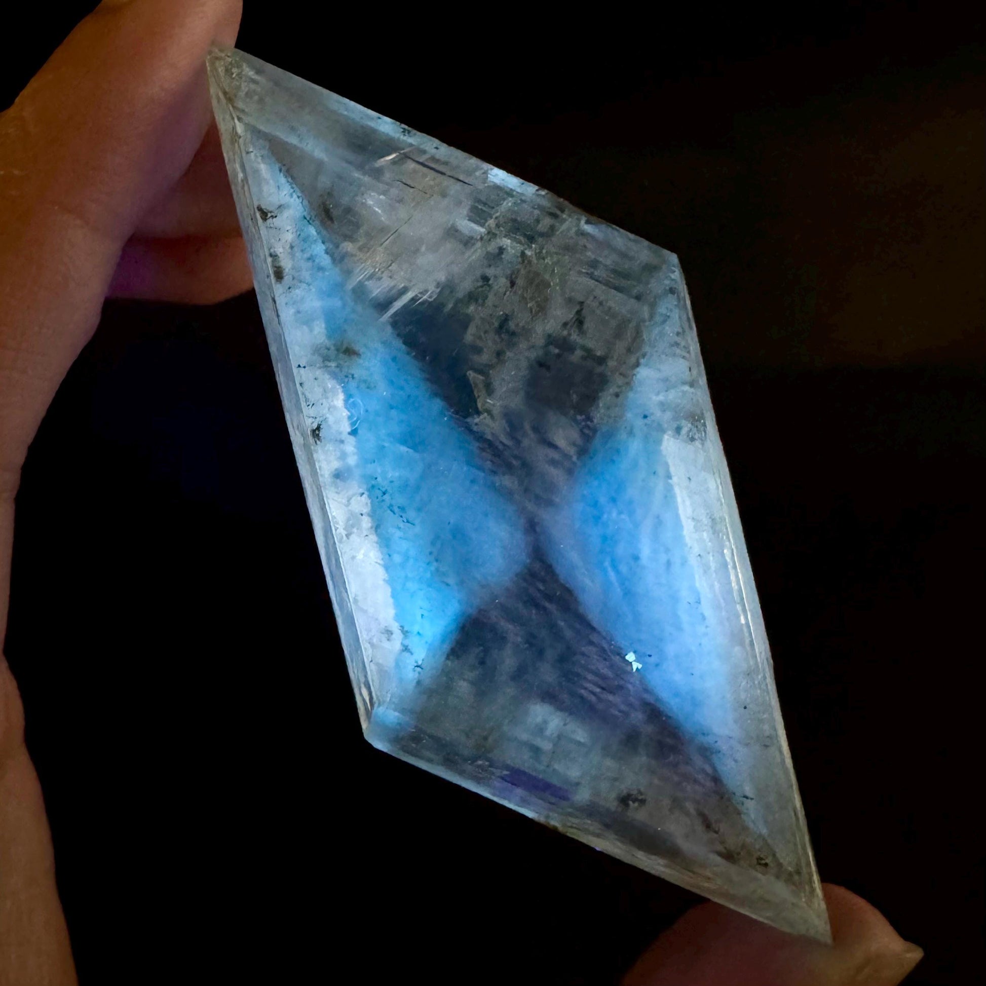 Hourglass Selenite | Phosphorescent UV Reactive Gypsum Crystal from Canada