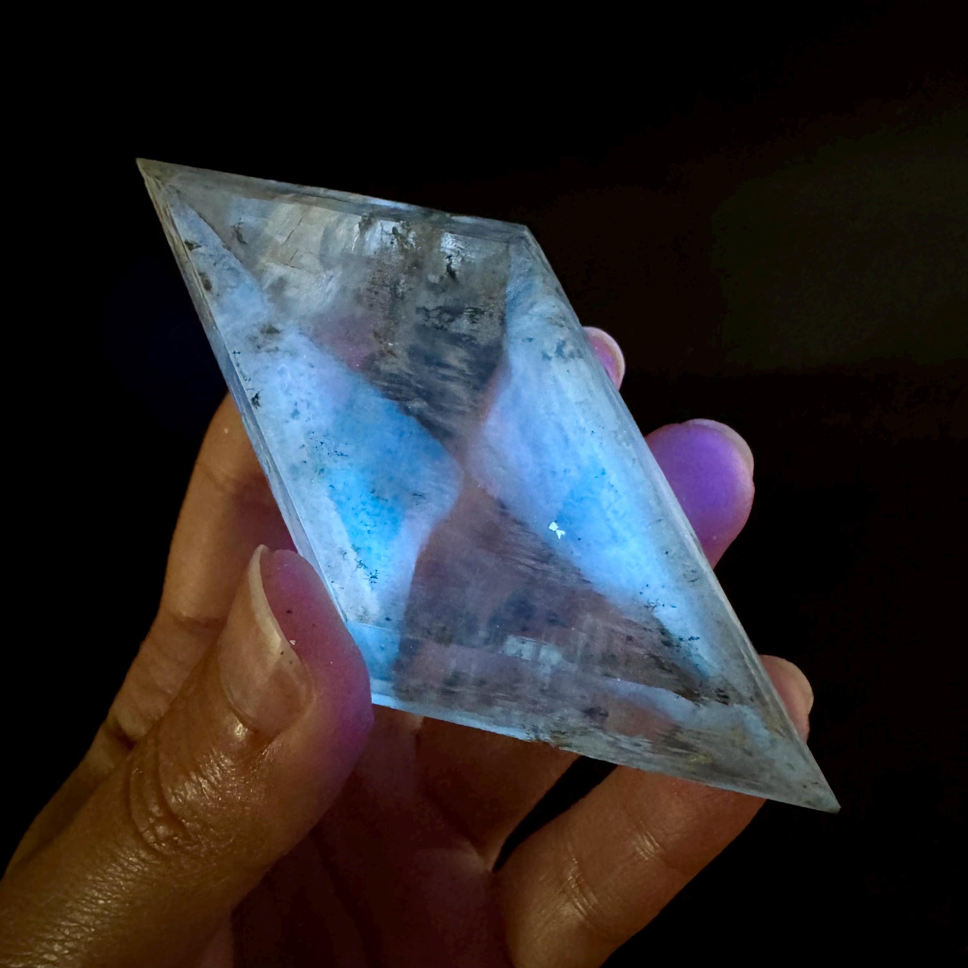 Hourglass Selenite | Phosphorescent UV Reactive Gypsum Crystal from Canada